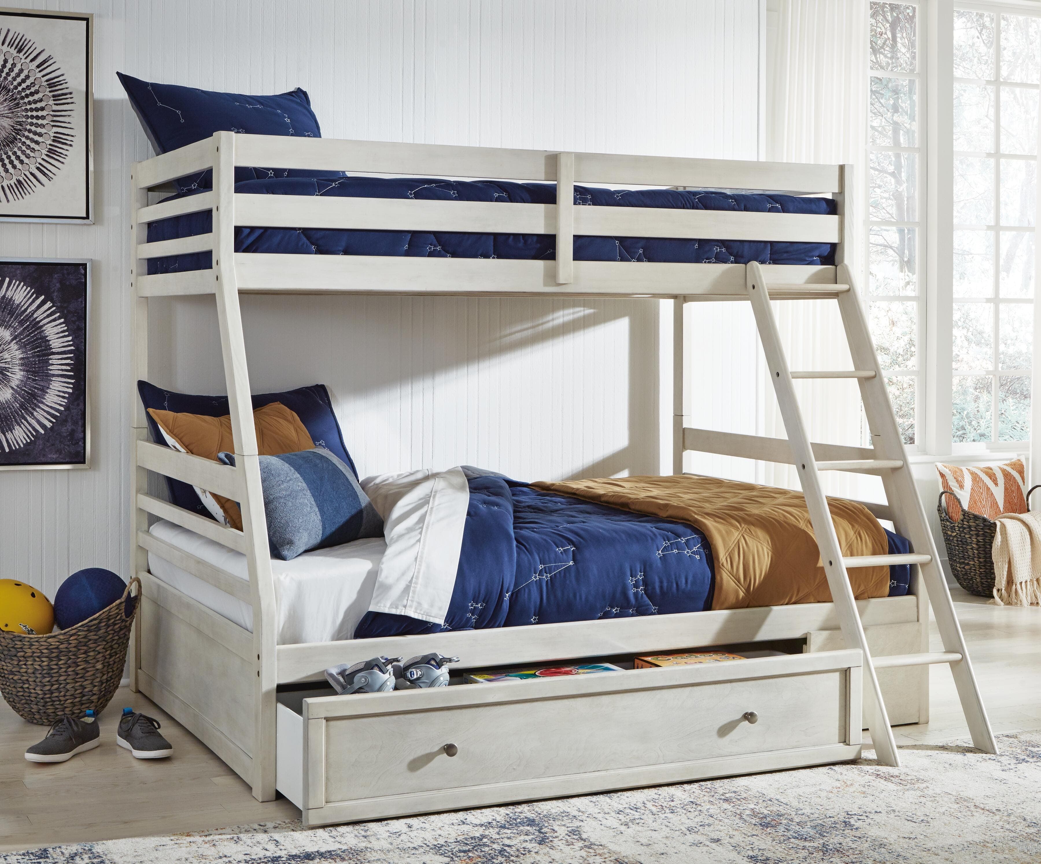 Robbinsdale Twin over Full Bunk Bed with Storage — White — view 8