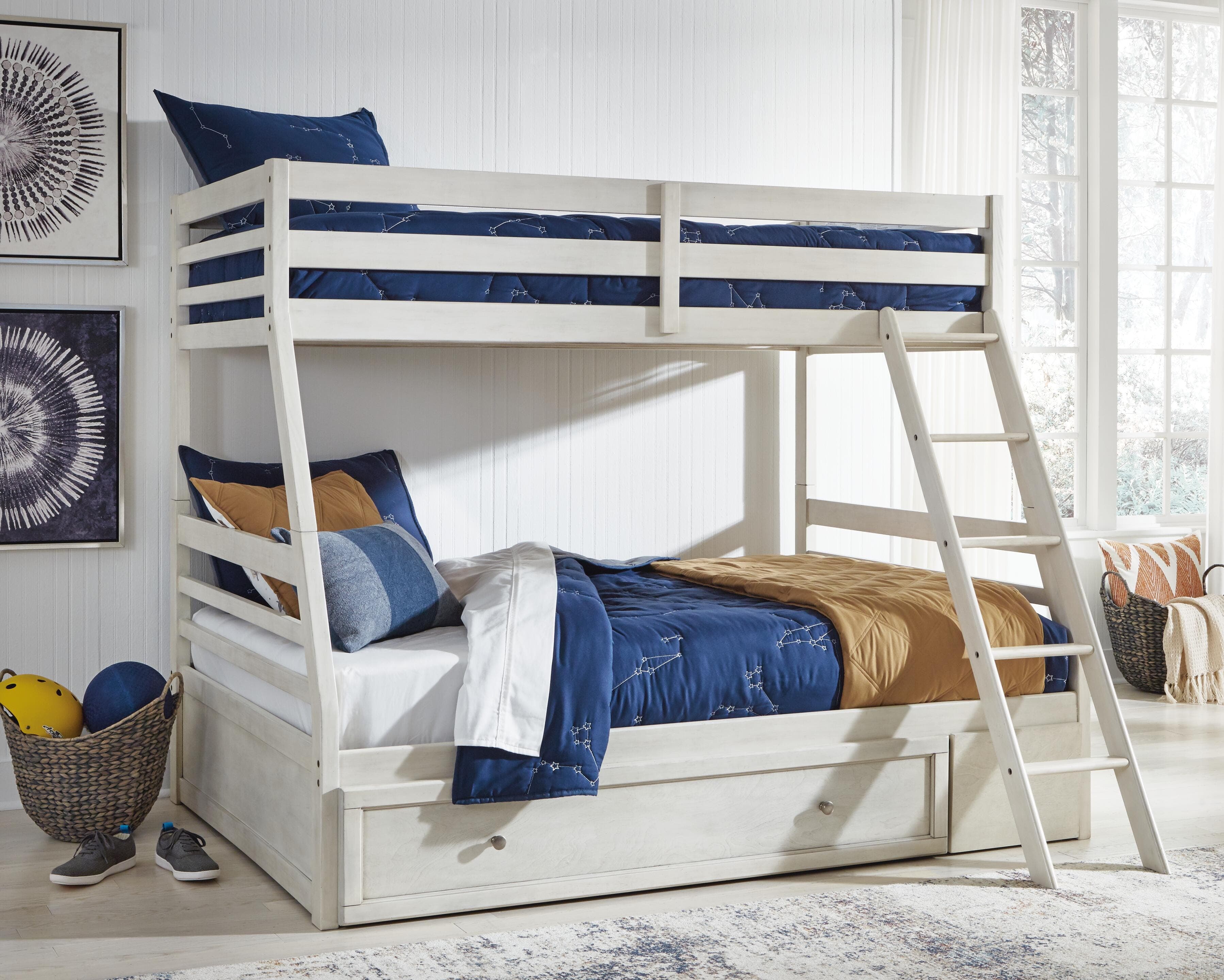 Robbinsdale Twin over Full Bunk Bed with Storage — White — view 2