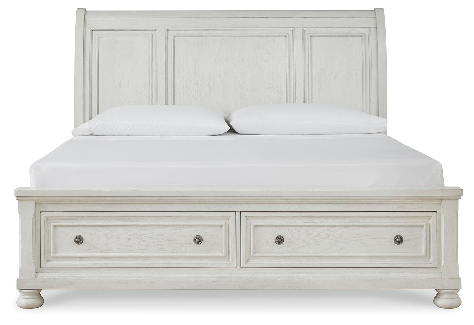 Robbinsdale California King Sleigh Bed with Storage — White — view 4