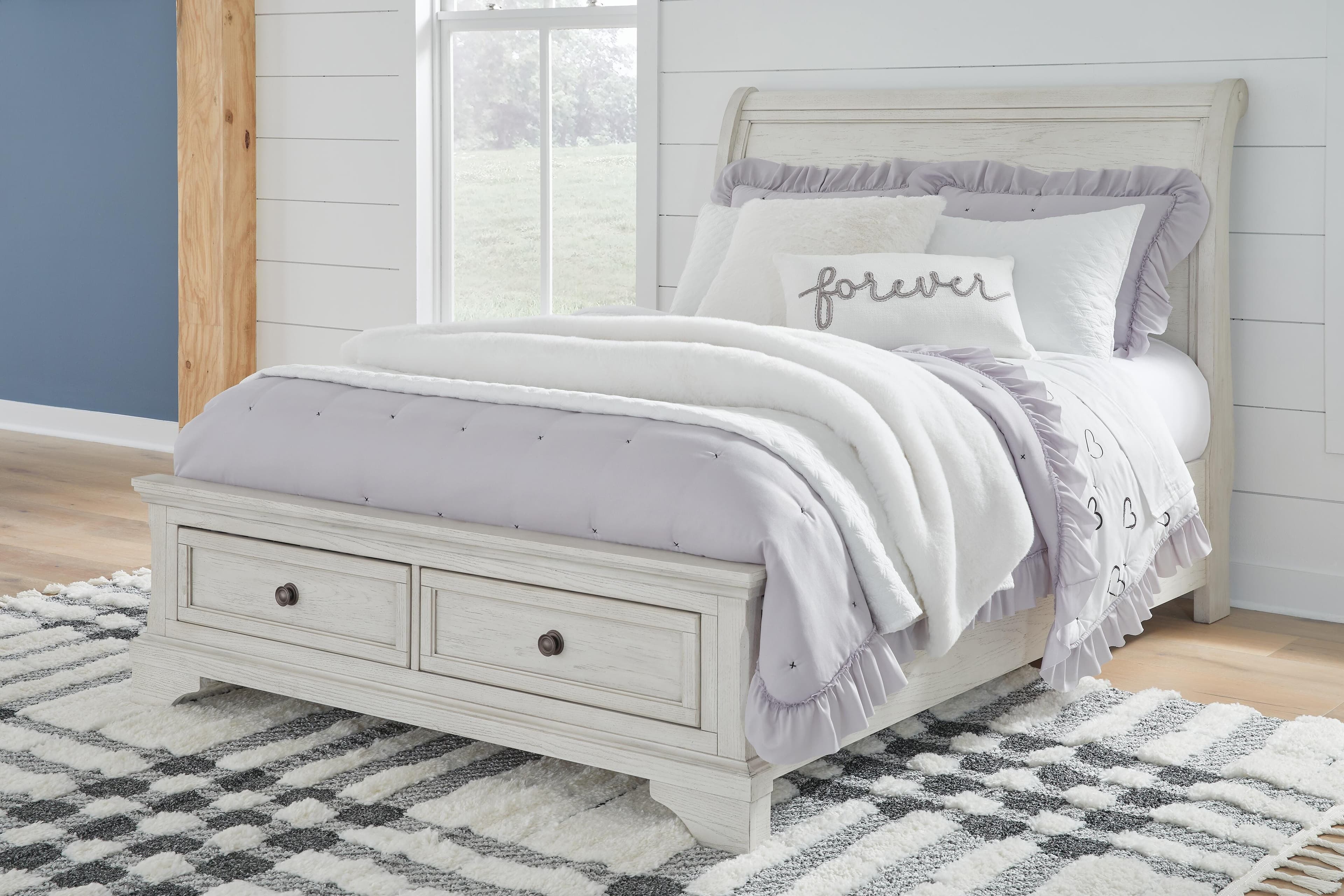 Robbinsdale Full Sleigh Storage Bed — White — view 2