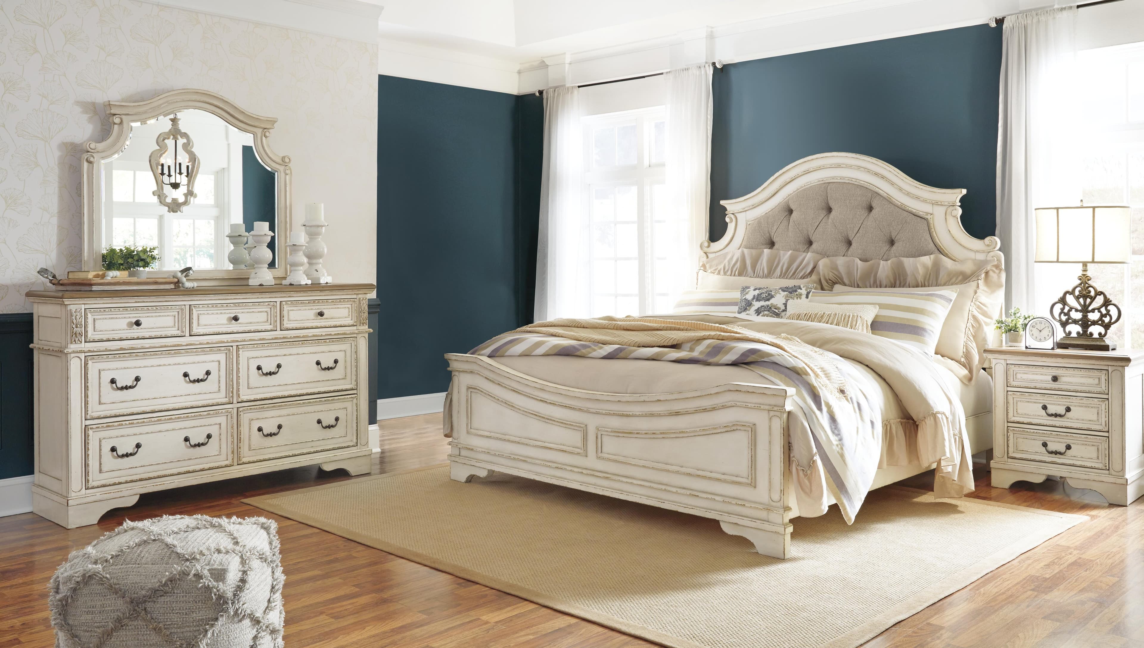 Realyn Dresser and Mirror — Brown/Beige & White — view 3