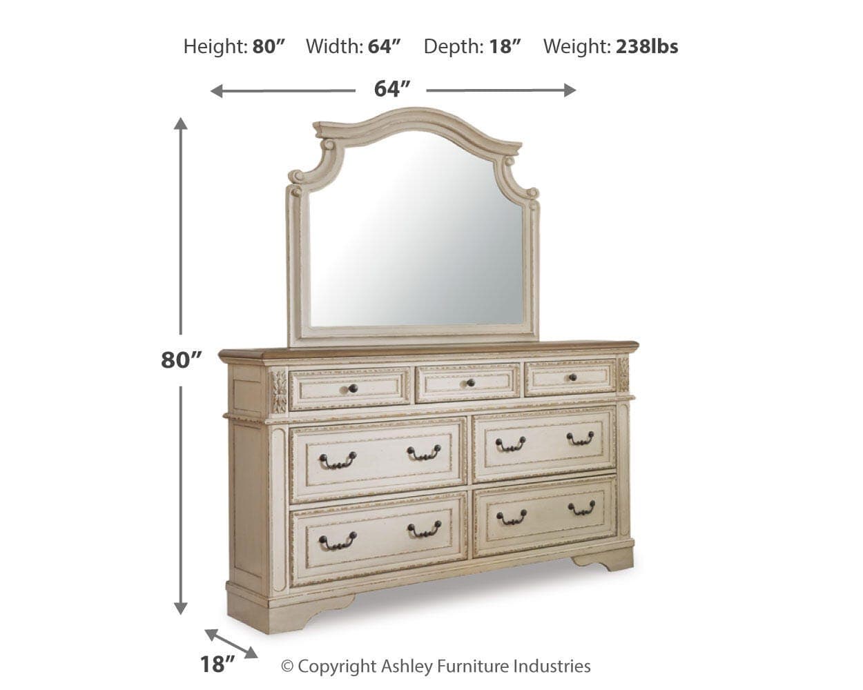 Realyn Dresser and Mirror — Brown/Beige & White — view 4
