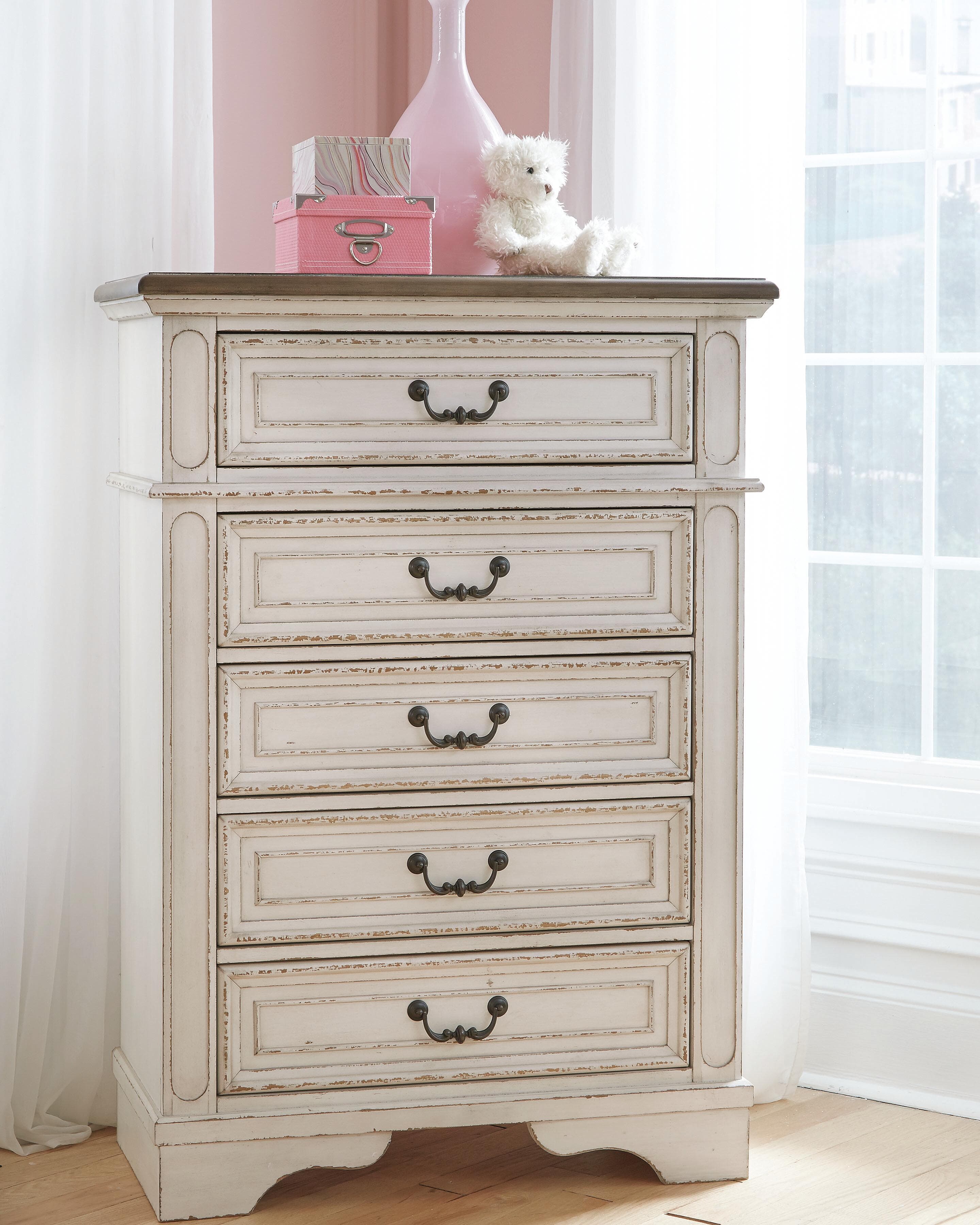 Realyn Chest of Drawers — White & Brown/Beige — view 2