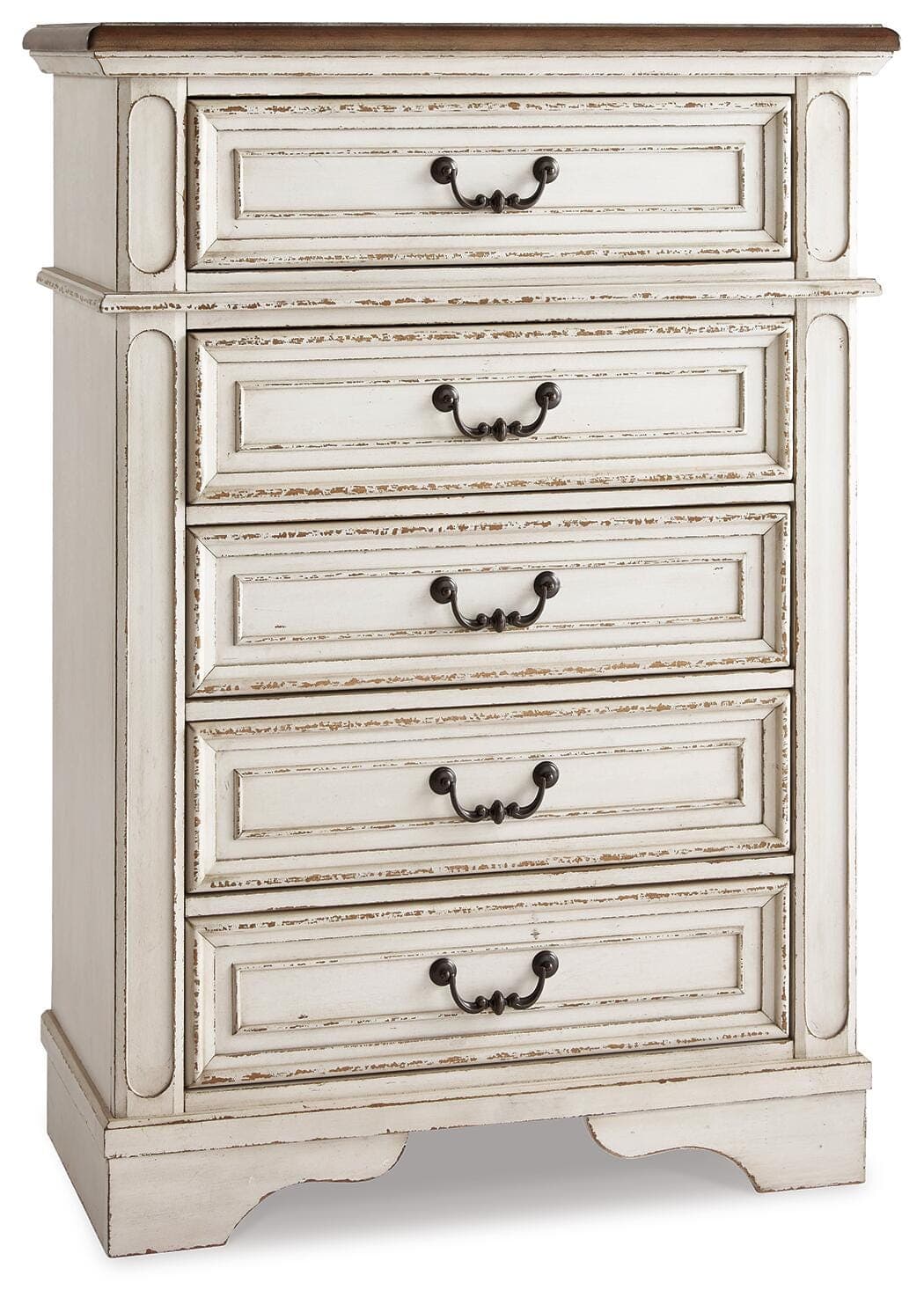 Realyn Chest of Drawers — White & Brown/Beige — Elite Furniture Cincinnati