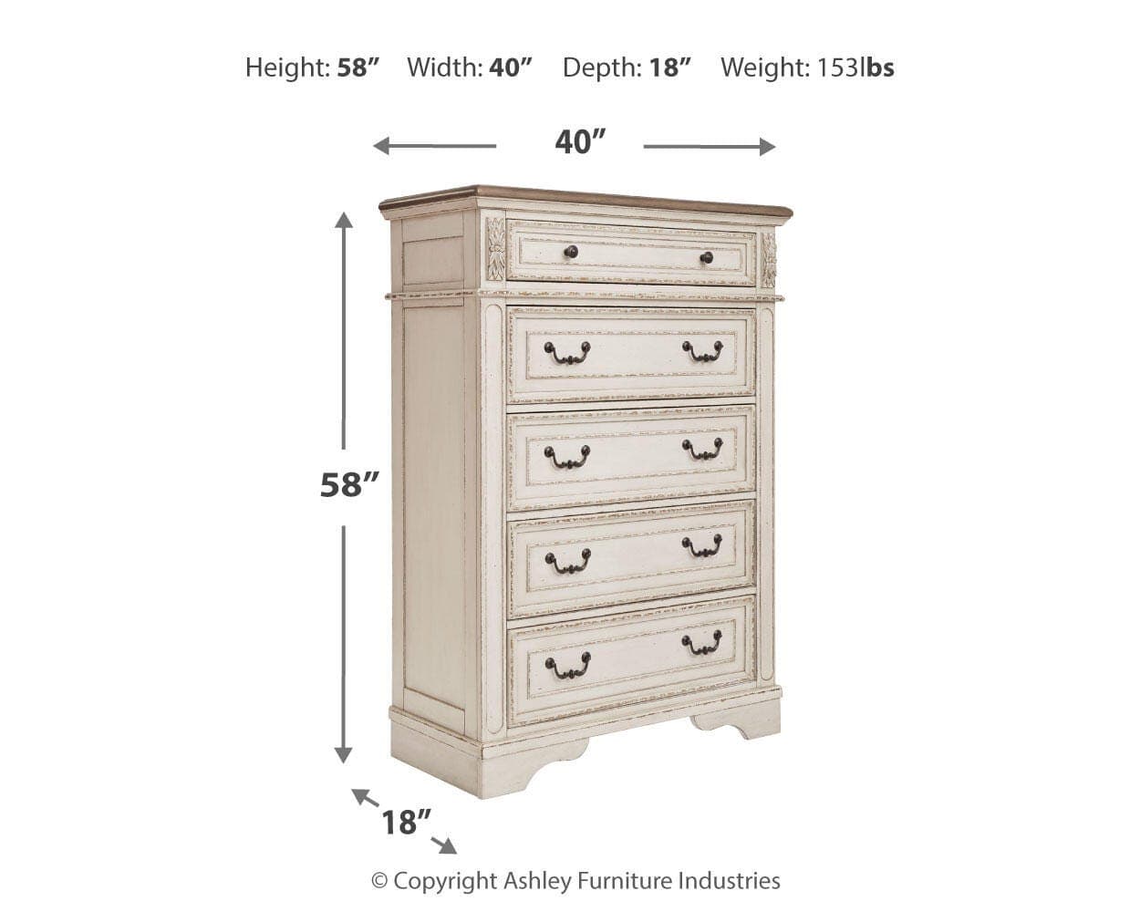 Realyn Chest of Drawers — White & Brown/Beige — view 4
