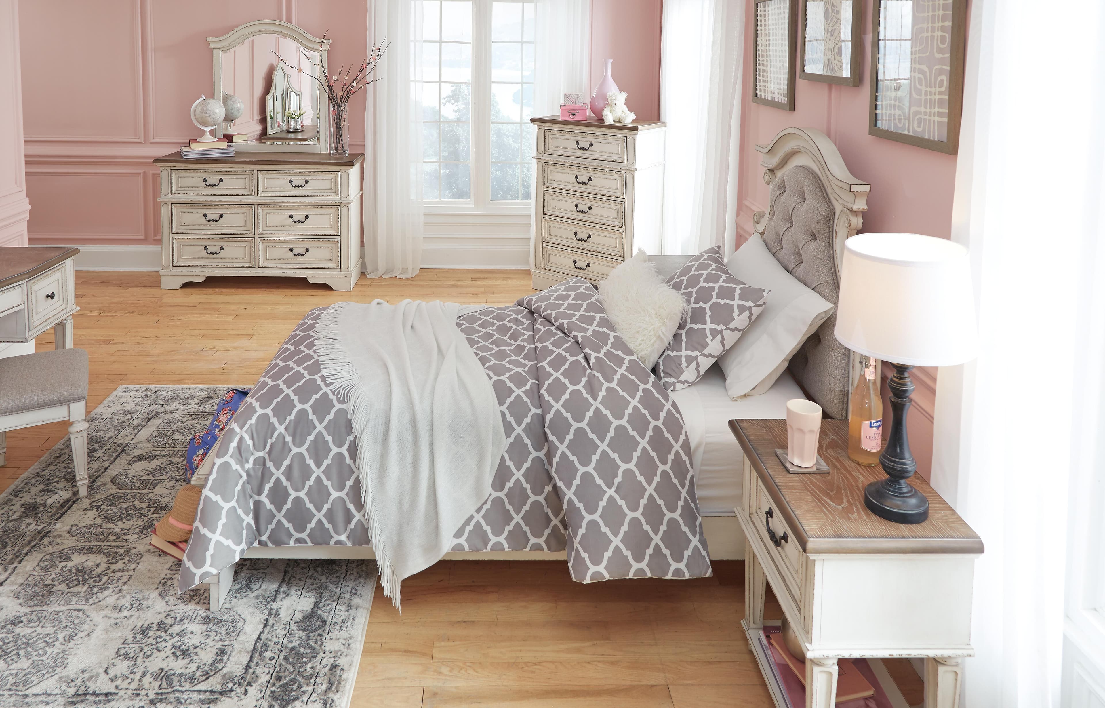 Realyn Twin Upholstered Panel Headboard — White — view 5