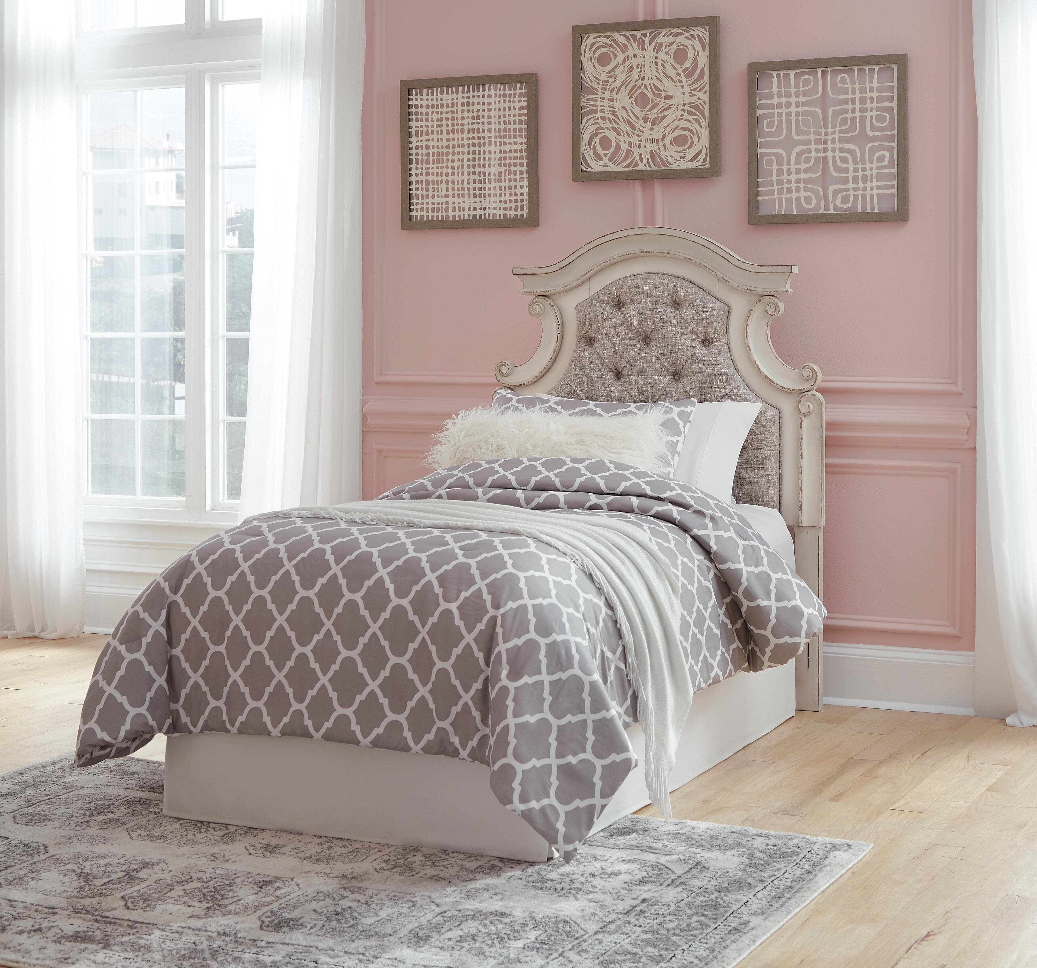 Realyn Twin Upholstered Panel Headboard — White — view 6