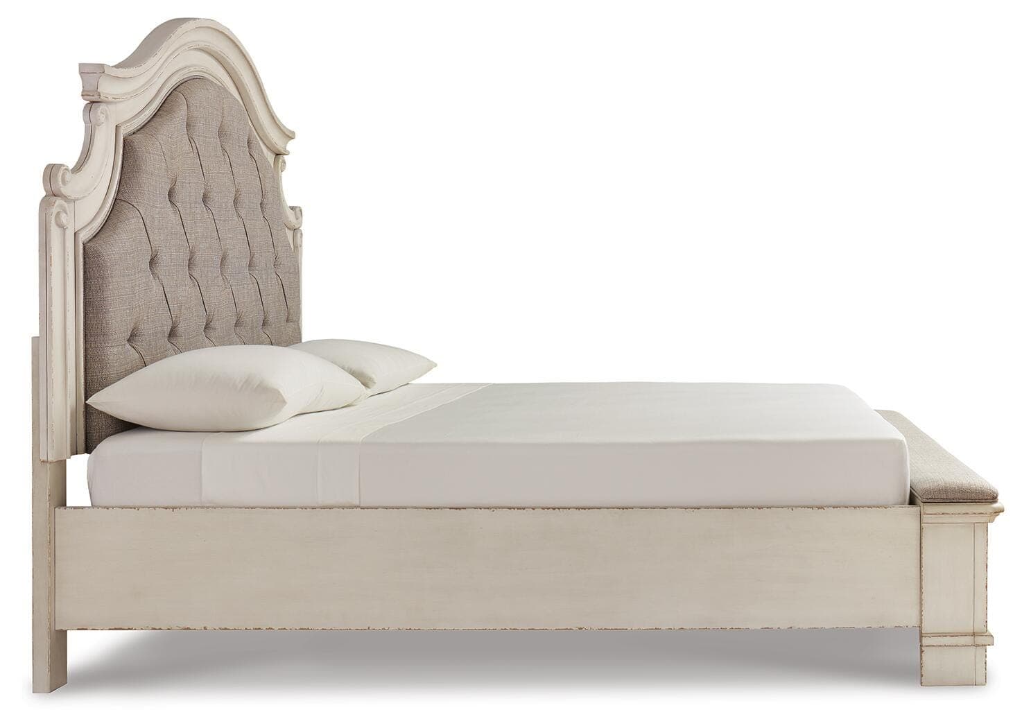 Realyn California King Upholstered Storage Bed — Black/Gray & White — view 5