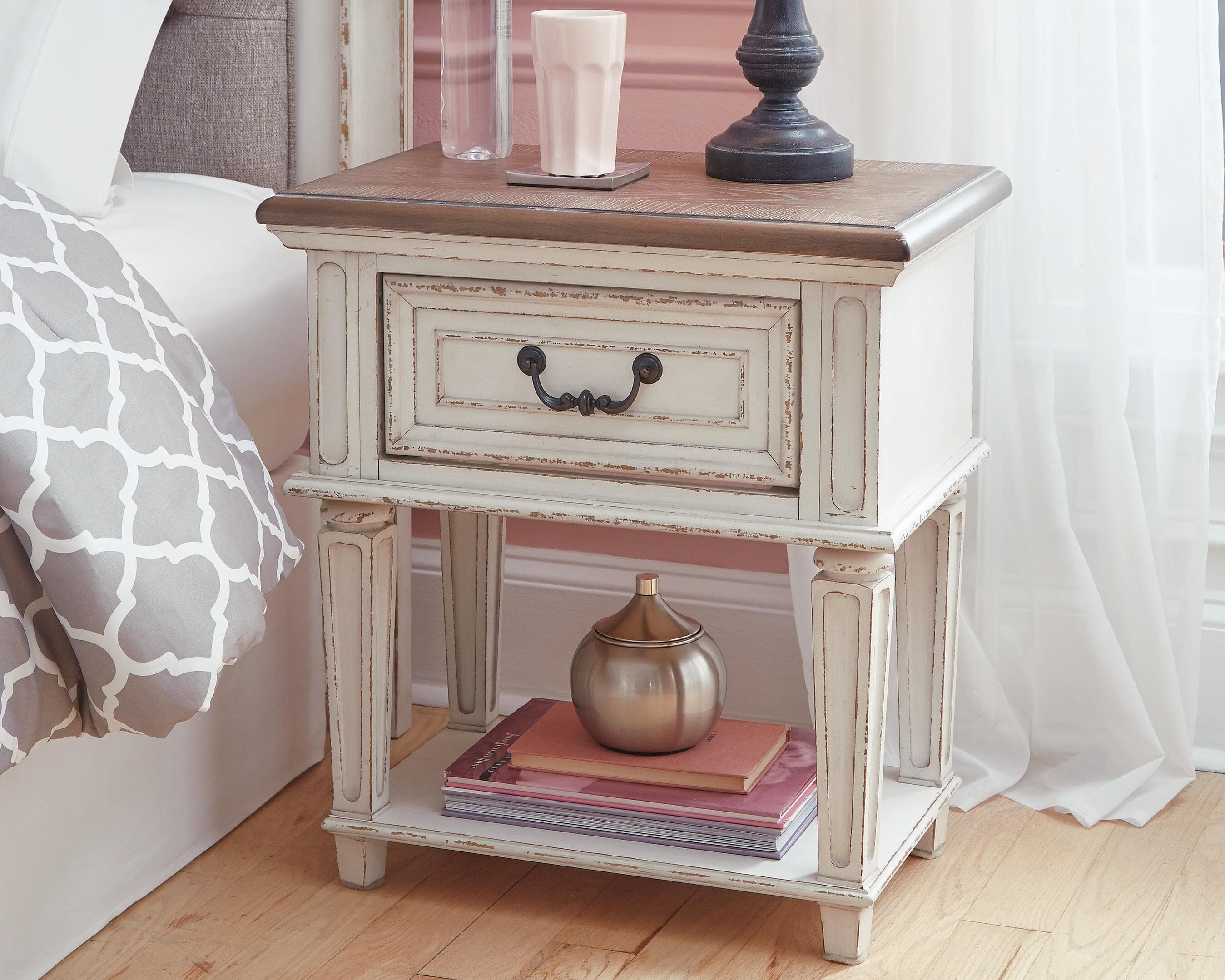 Realyn Nightstand — White & Brown/Beige — view 2
