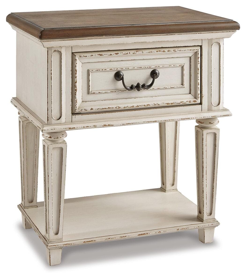 Realyn Nightstand — White & Brown/Beige — Elite Furniture Cincinnati