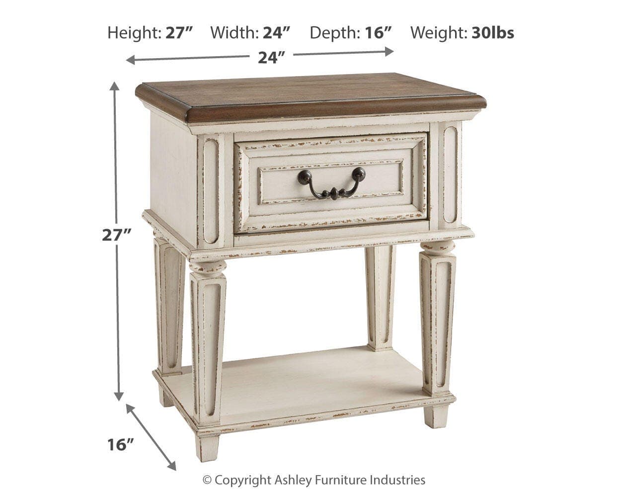 Realyn Nightstand — White & Brown/Beige — view 4