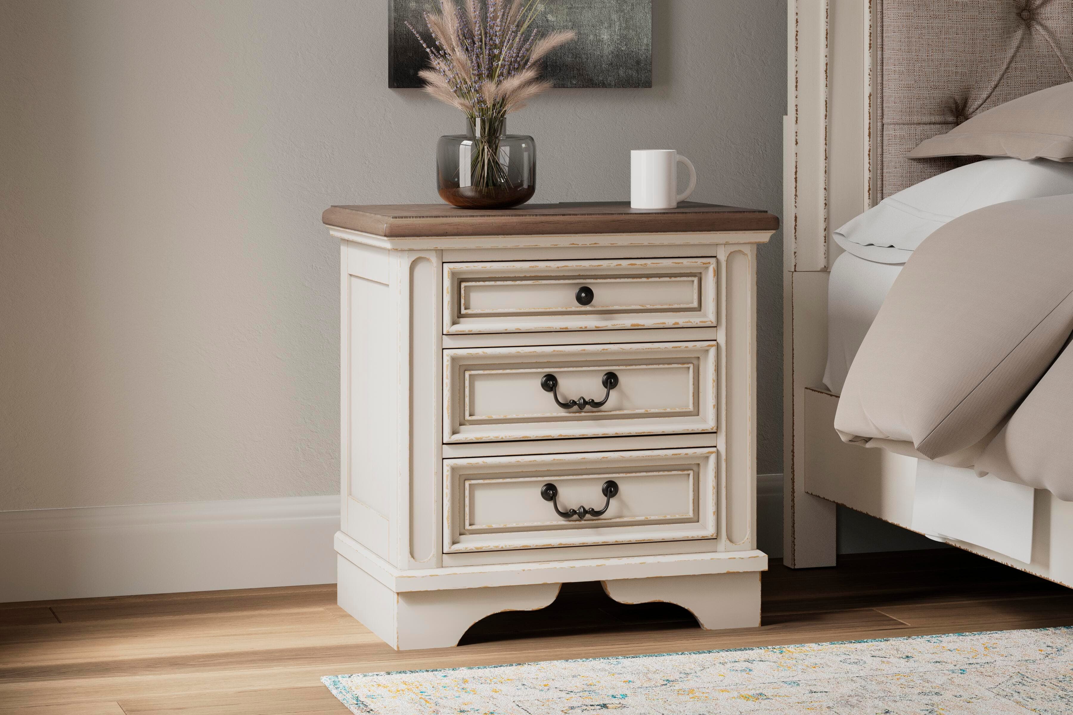 Realyn Nightstand — White & Brown/Beige — view 2