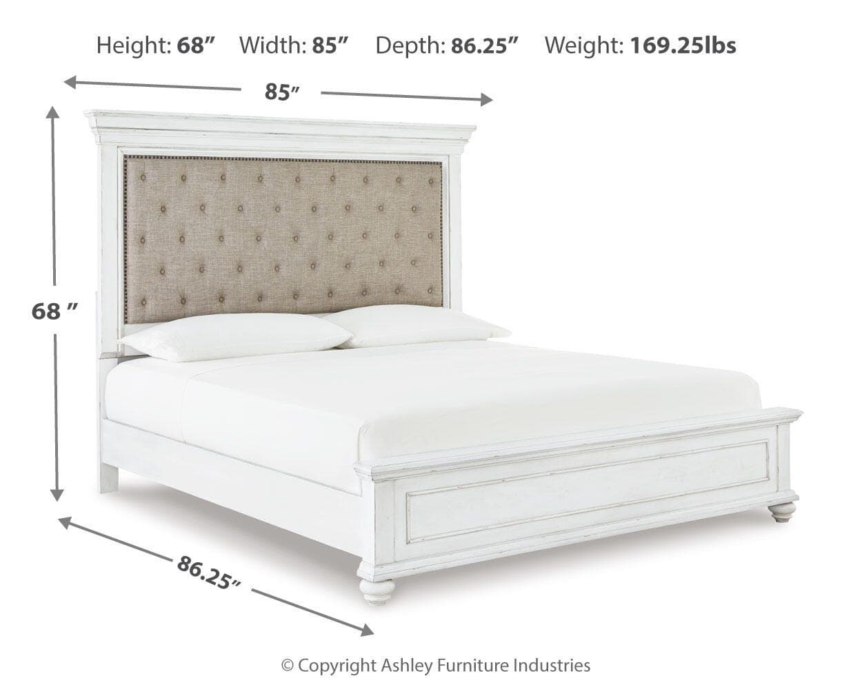Kanwyn California King Panel Bed — White — view 4
