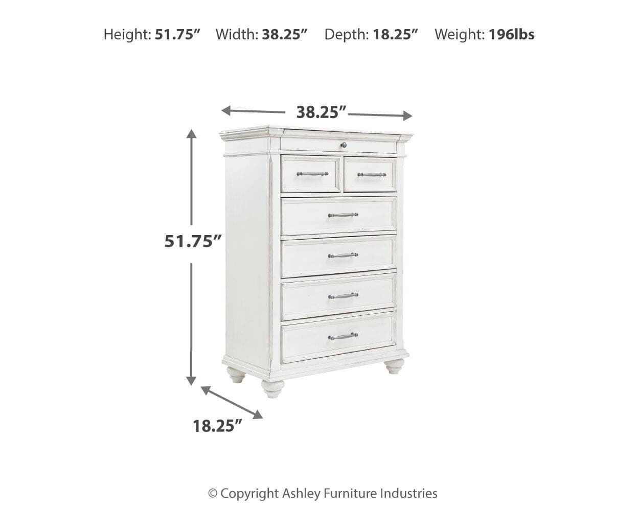 Kanwyn Chest of Drawers — White — view 4