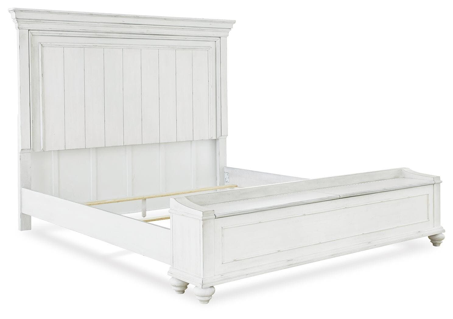 Kanwyn Queen Panel Bed with Storage Bench — White — view 3