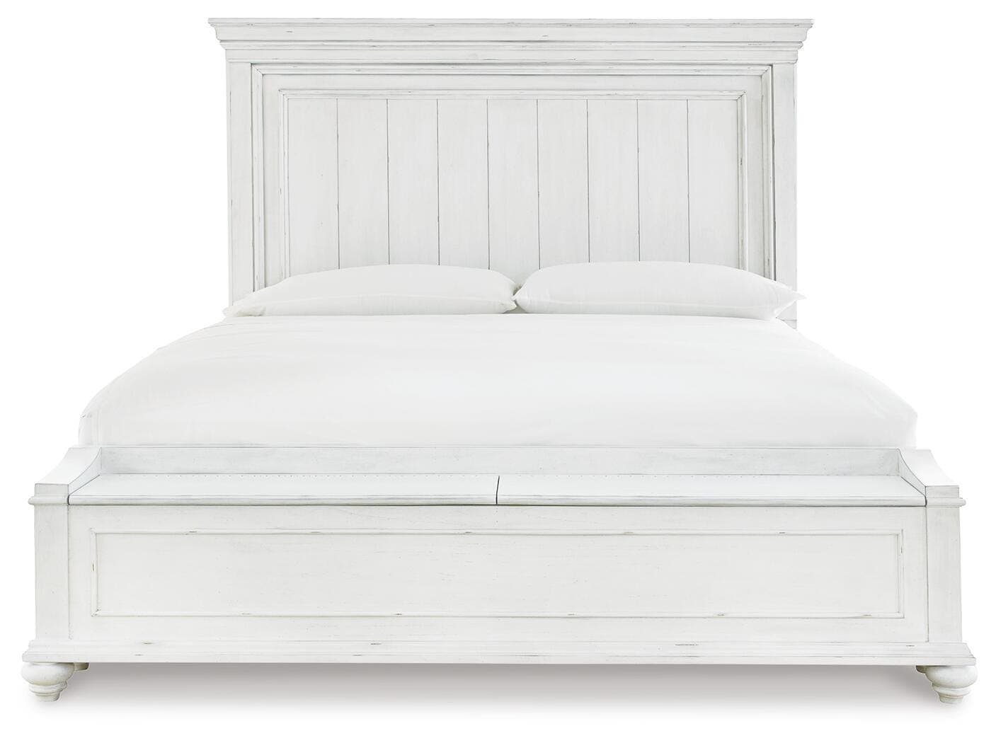 Kanwyn Queen Panel Bed with Storage Bench — White — view 5