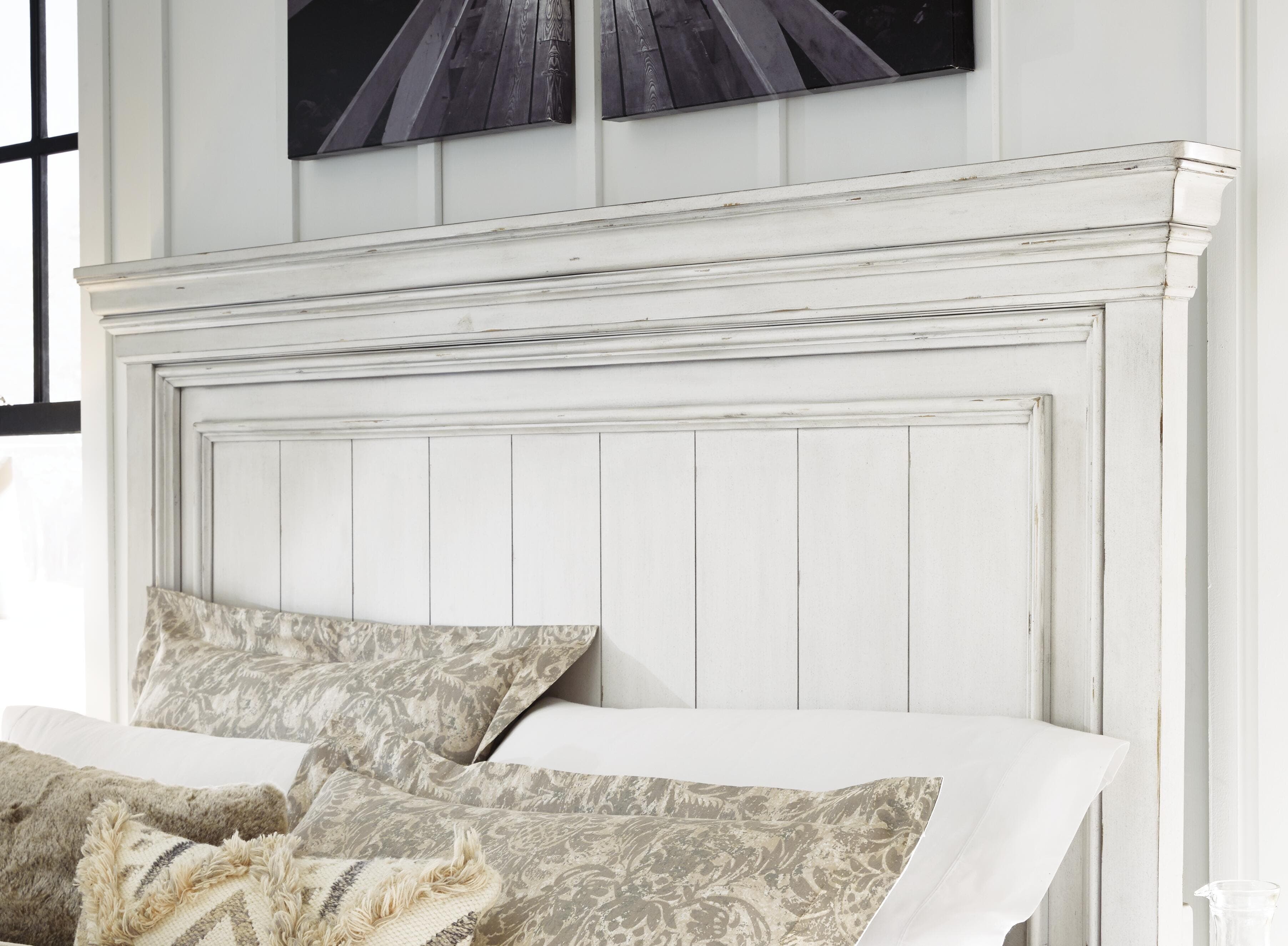 Kanwyn California King Panel Bed with Storage Bench — White — view 2