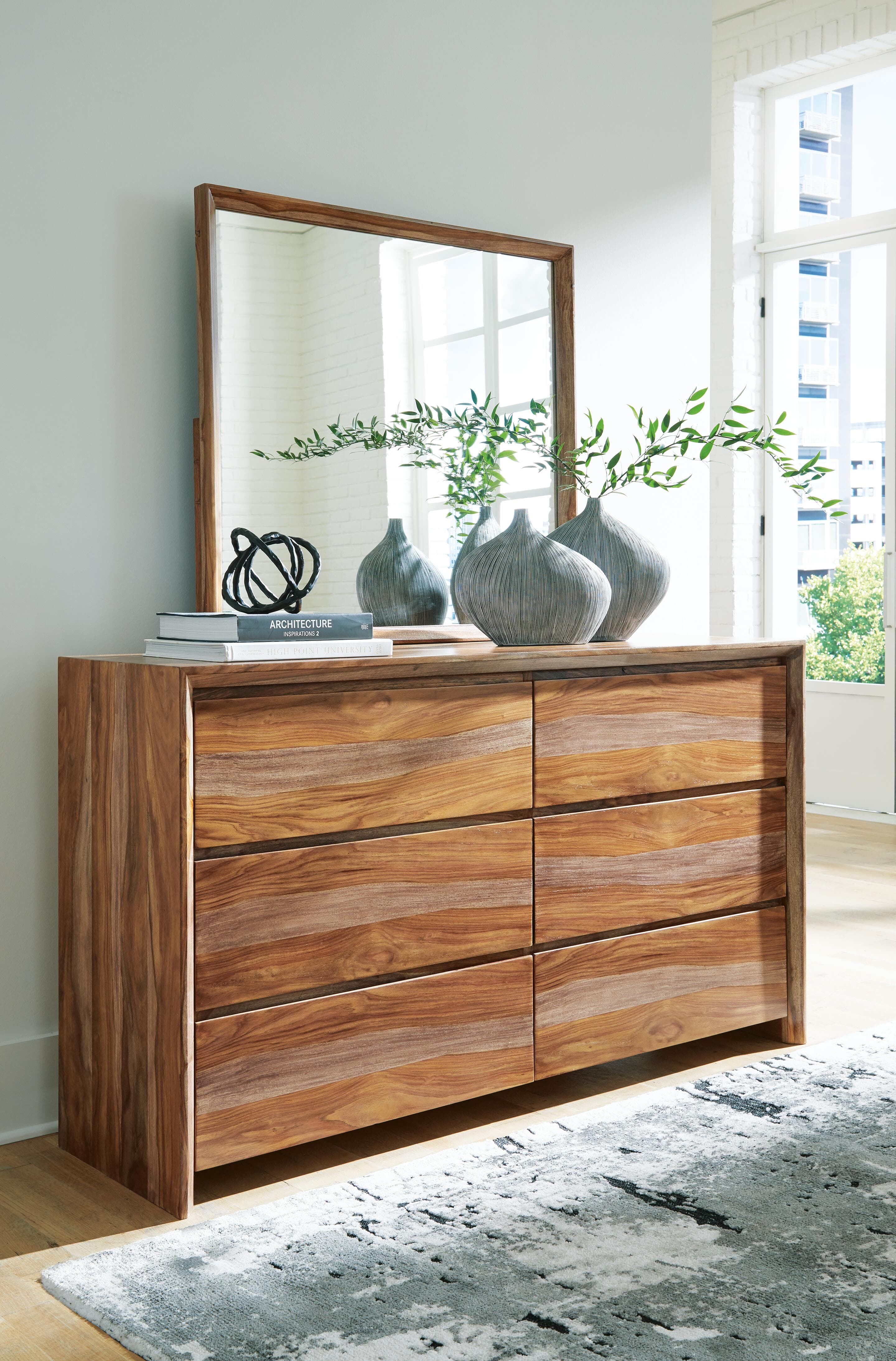Dressonni Dresser and Mirror — Brown/Beige — view 2