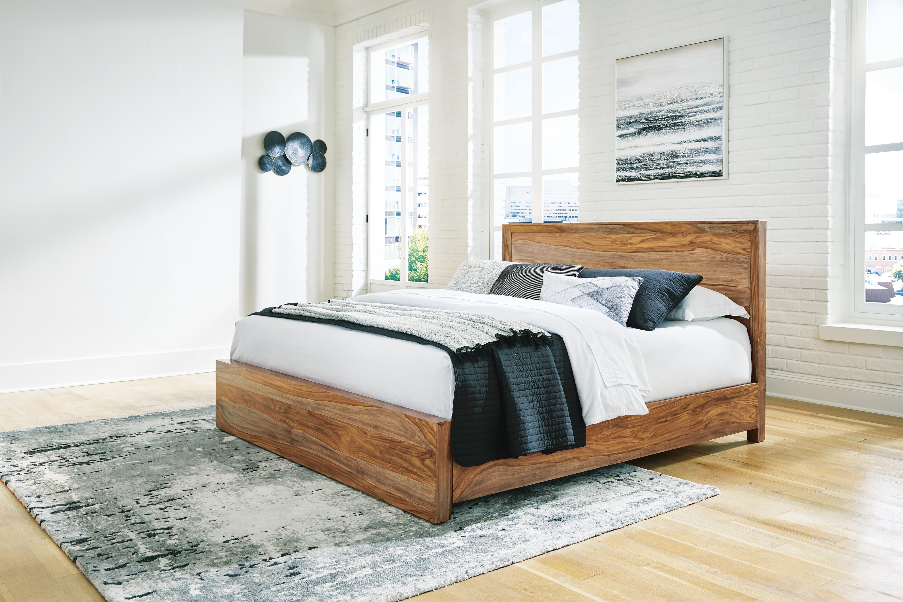 Dressonni King Panel Bed — Brown/Beige — view 2