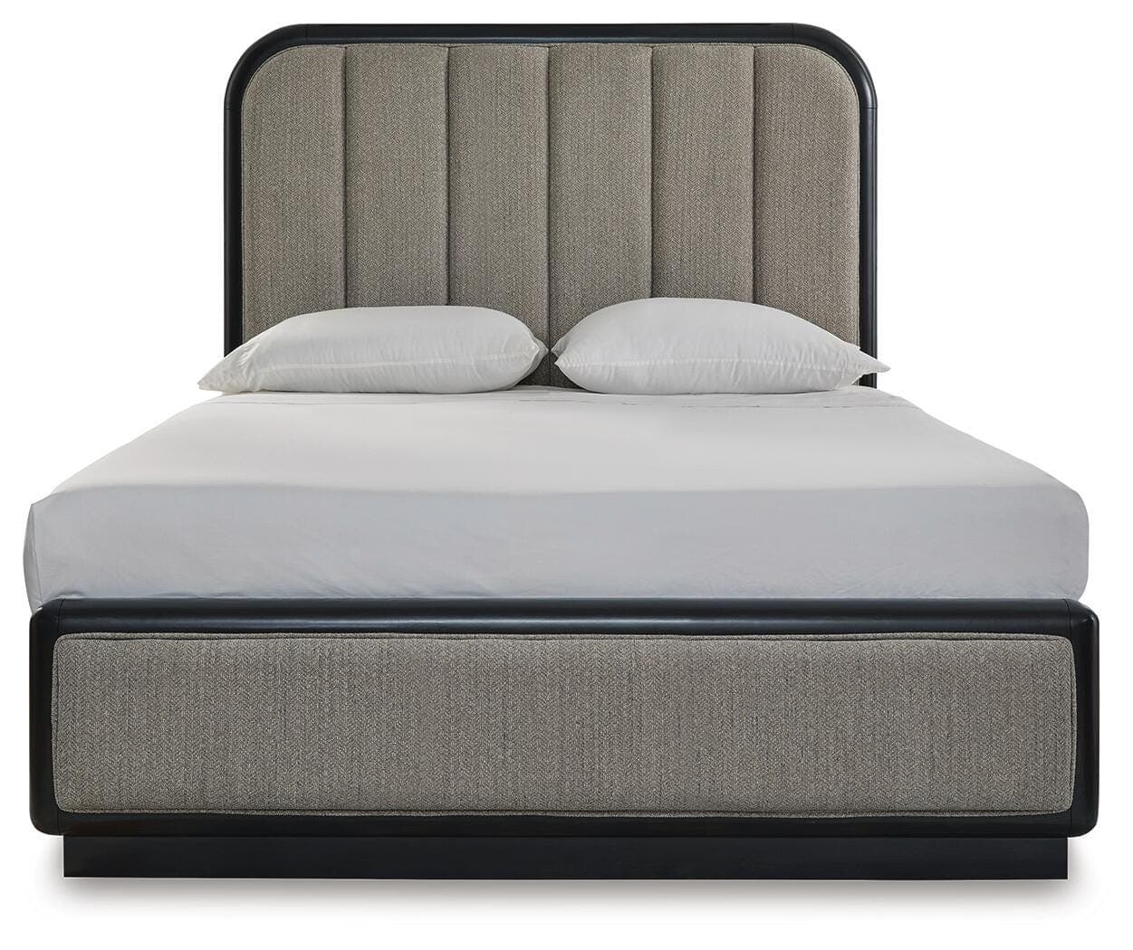 Rowanbeck Queen Upholstered Panel Bed — Black/Gray — view 4