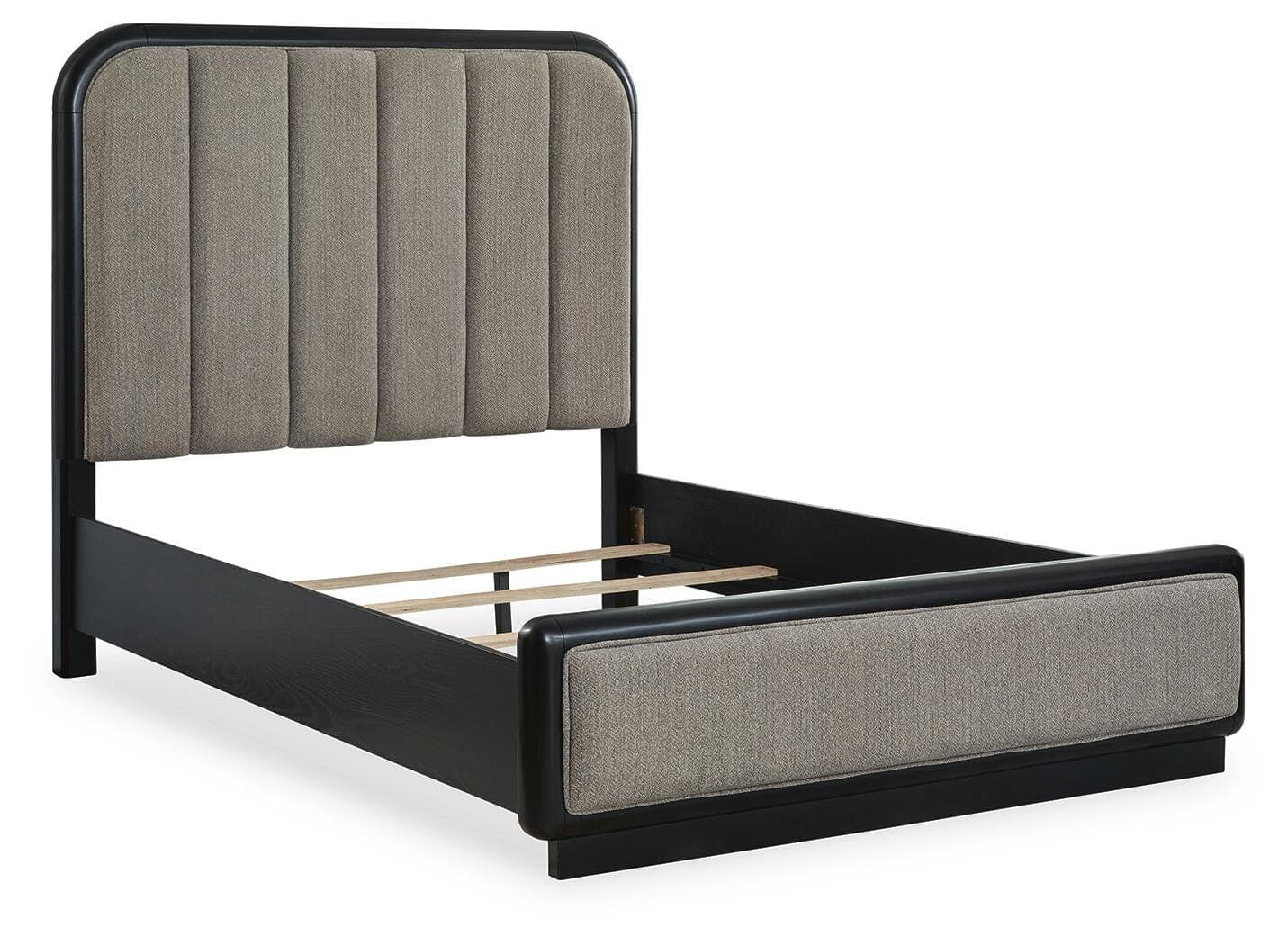 Rowanbeck Queen Upholstered Panel Bed — Black/Gray — view 3