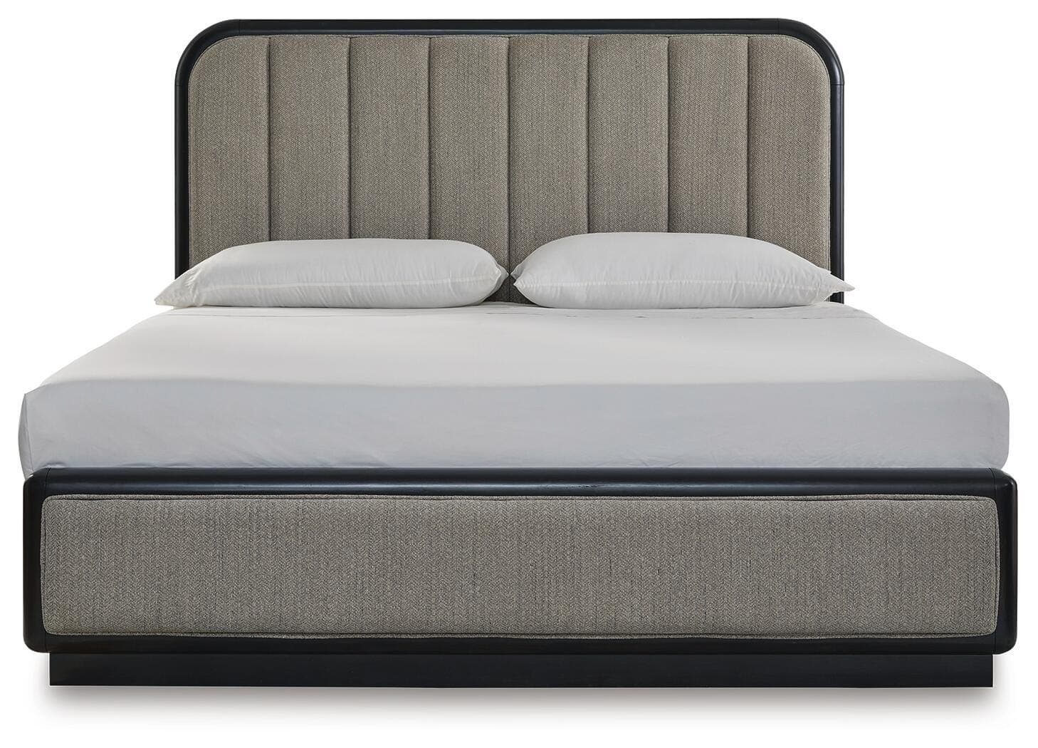 Rowanbeck King Upholstered Panel Bed — Black/Gray — view 4