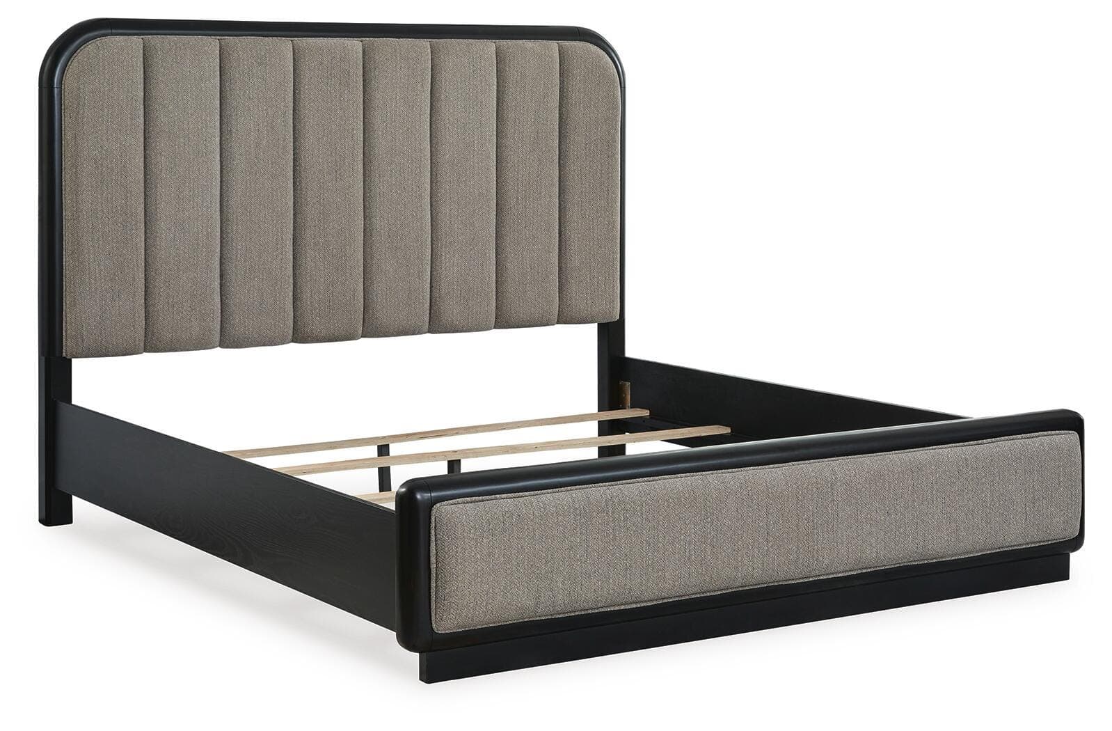 Rowanbeck King Upholstered Panel Bed — Black/Gray — view 3