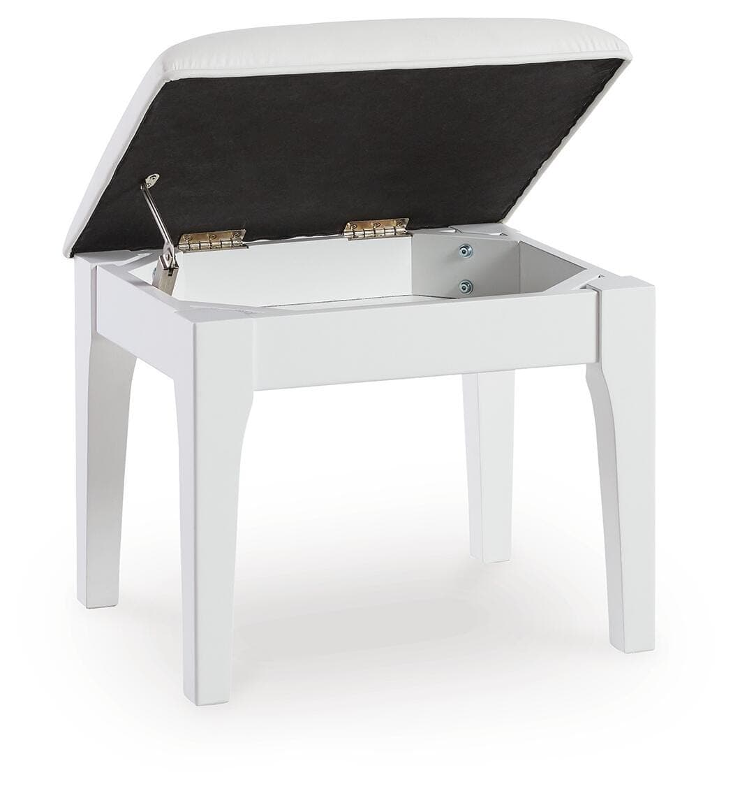 Chalanna Vanity Stool — White — view 3
