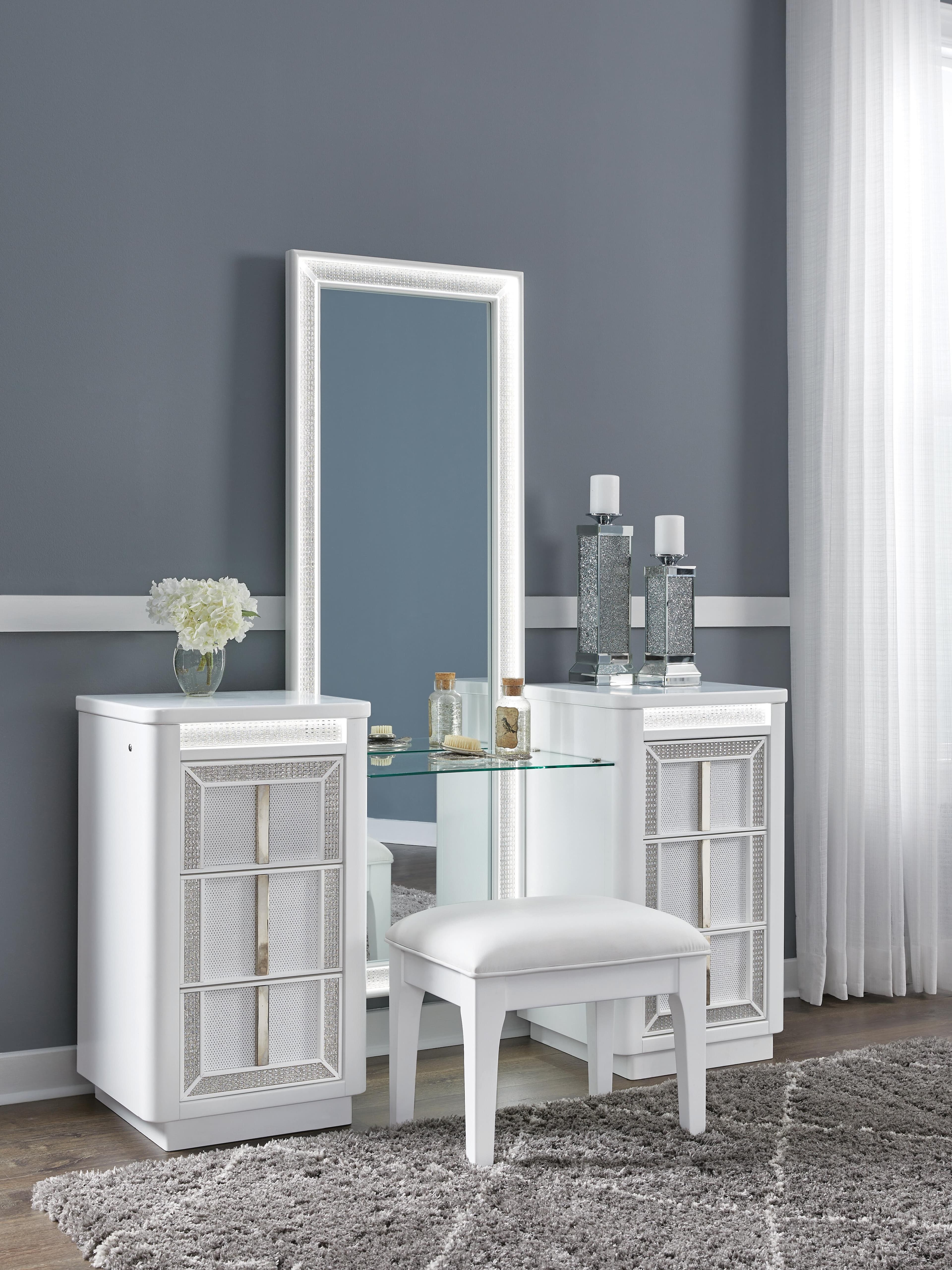Chalanna Vanity with Mirror — White — view 5