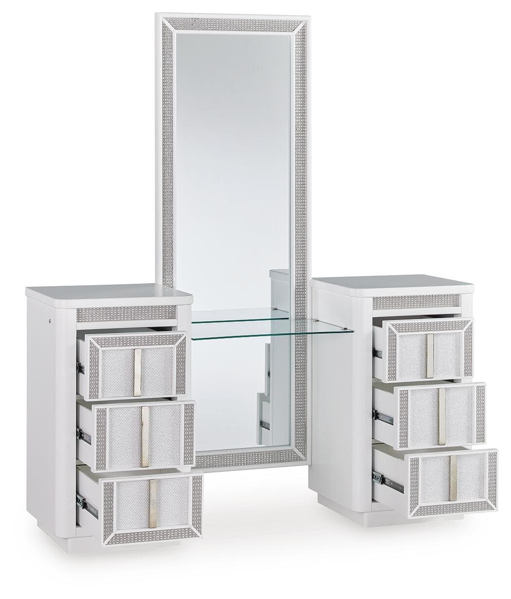 Chalanna Vanity with Mirror — White — view 2