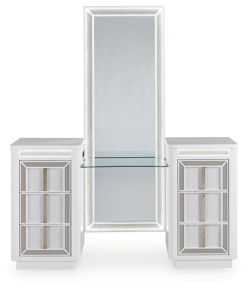 Chalanna Vanity with Mirror — White — view 3