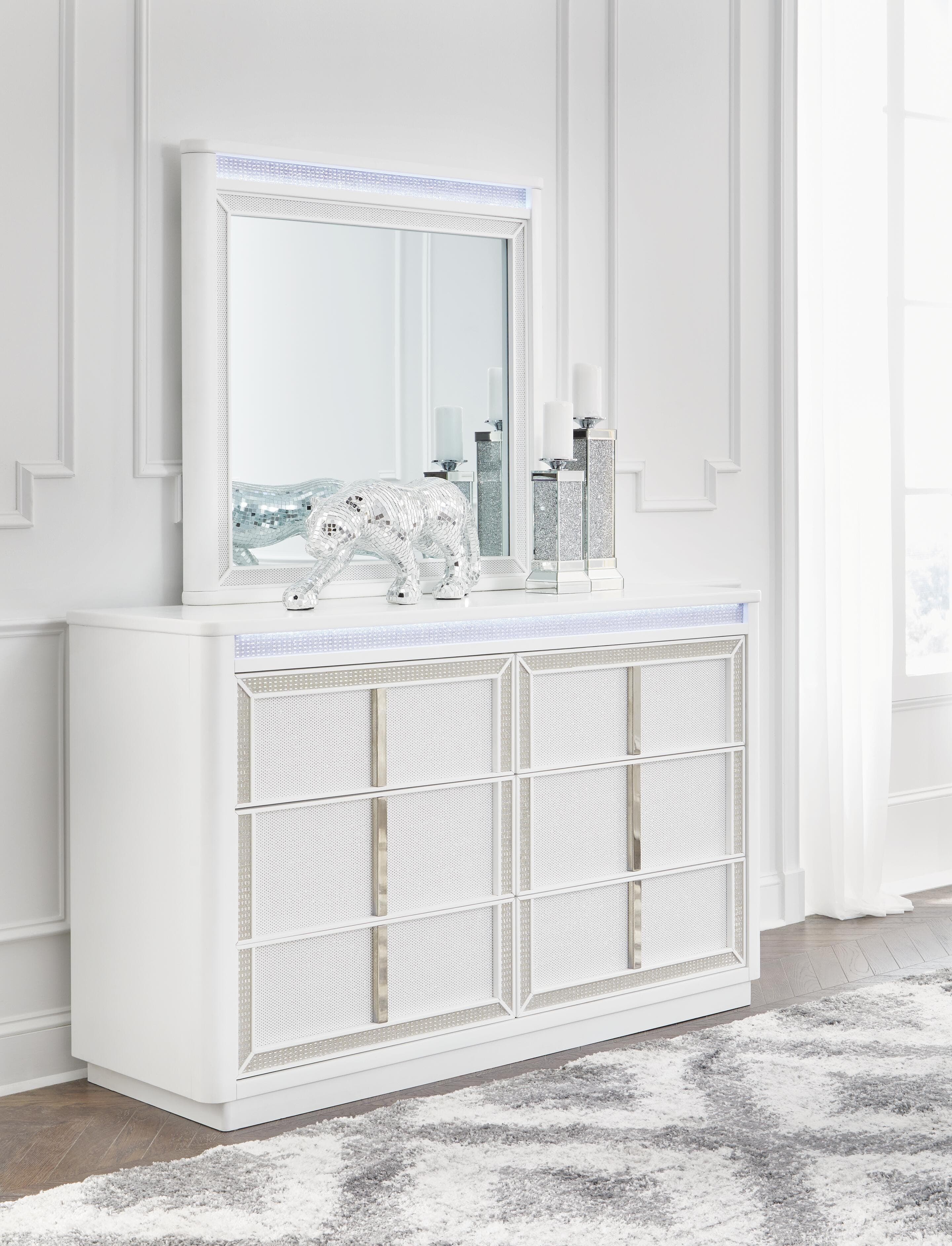 Chalanna Dresser and Mirror — White — view 2