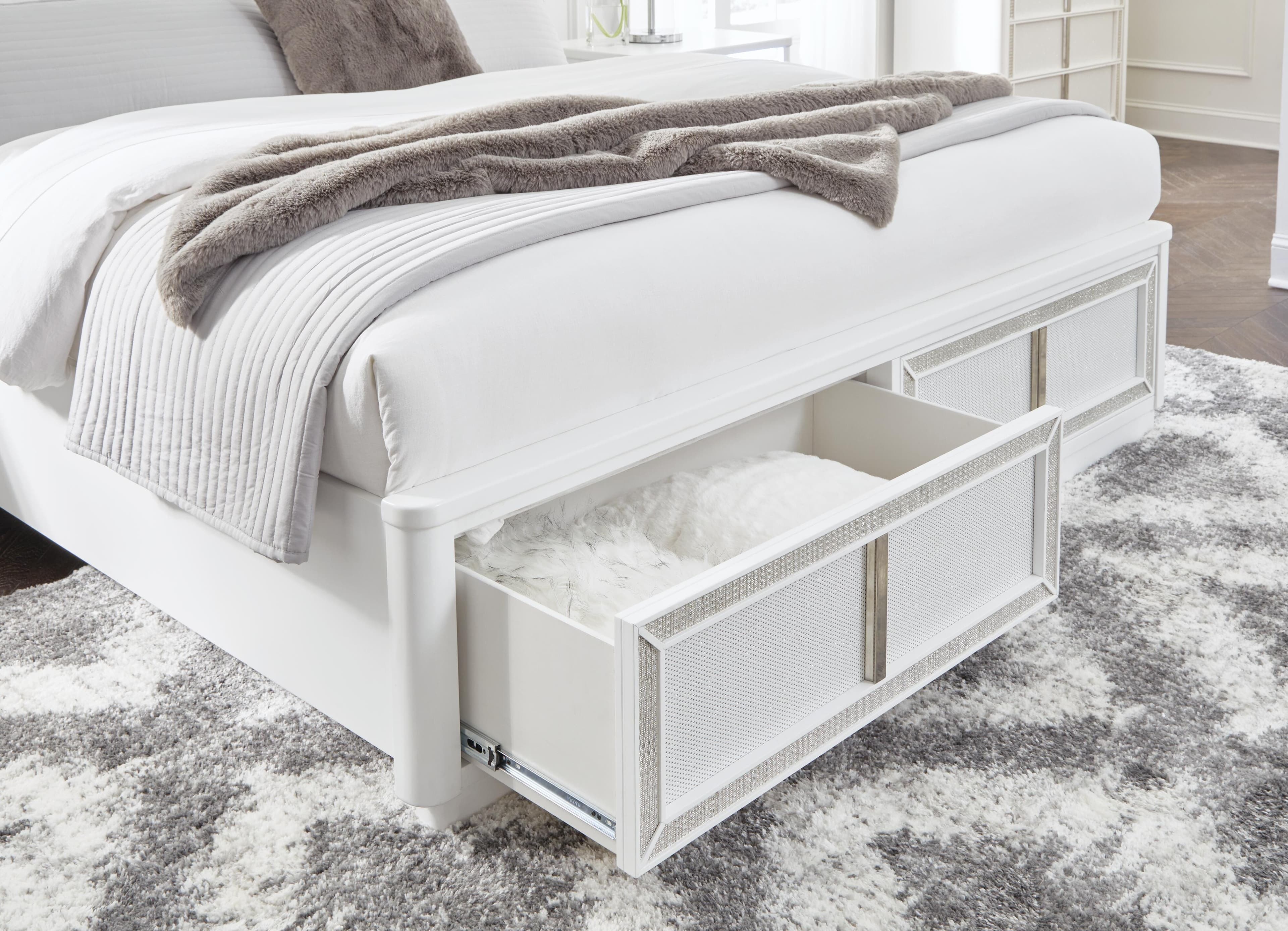 Chalanna Queen Upholstered Storage Bed — White — view 6