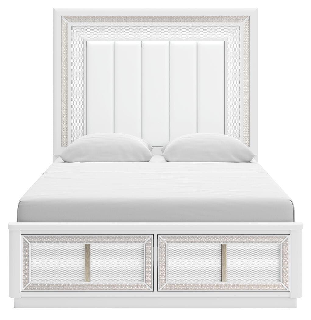 Chalanna Queen Upholstered Storage Bed — White — view 3