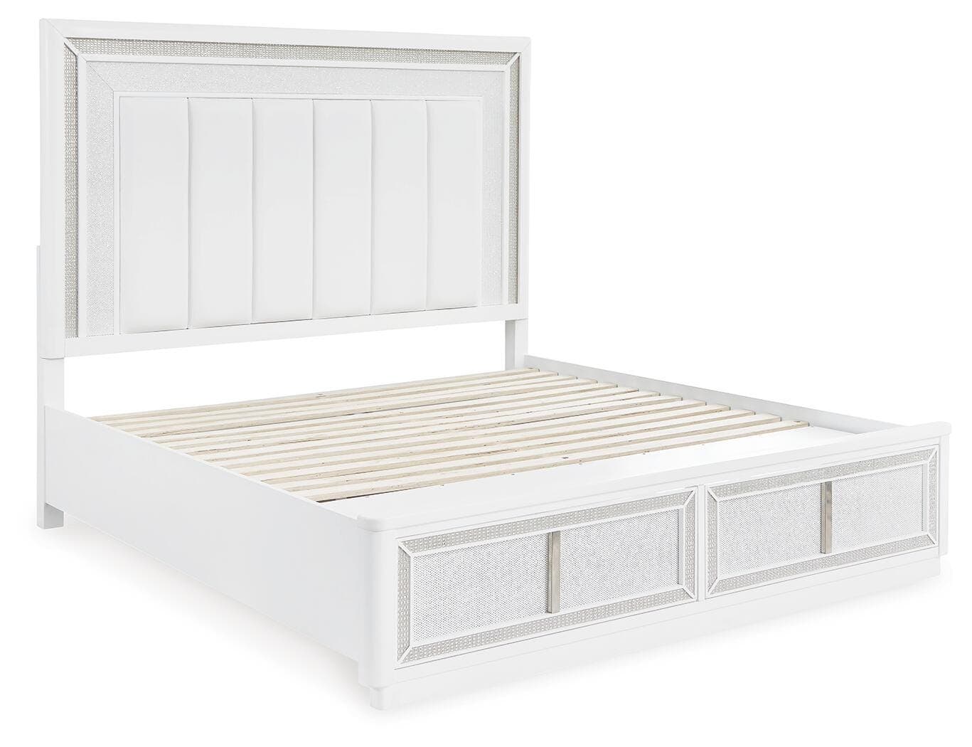 Chalanna California King Upholstered Storage Bed — White — view 4