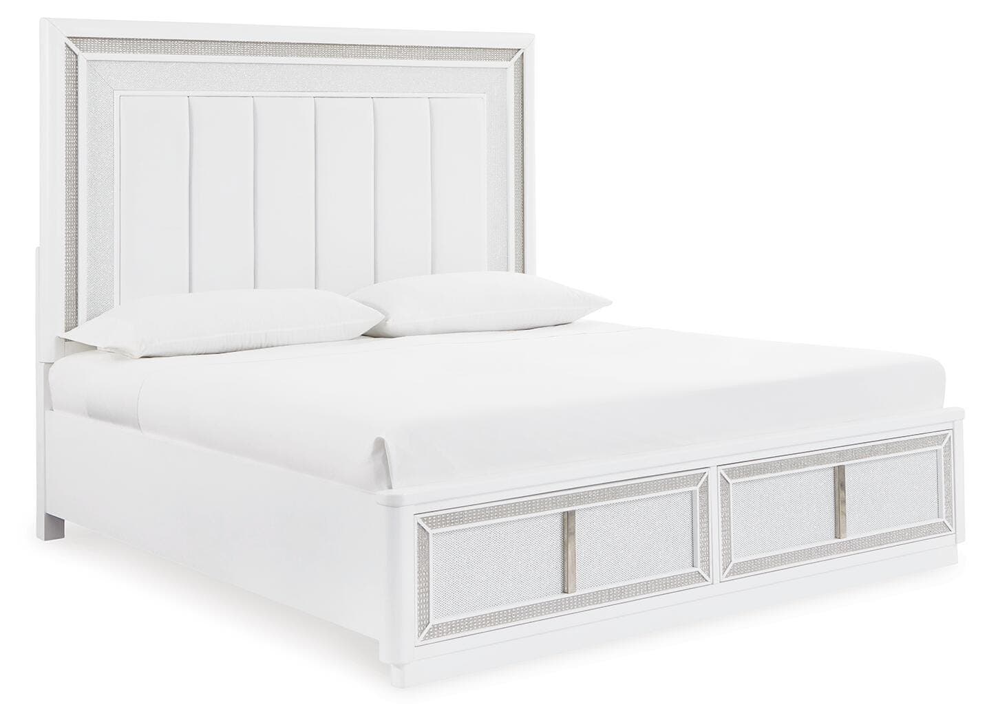 Chalanna California King Upholstered Storage Bed — White — view 3
