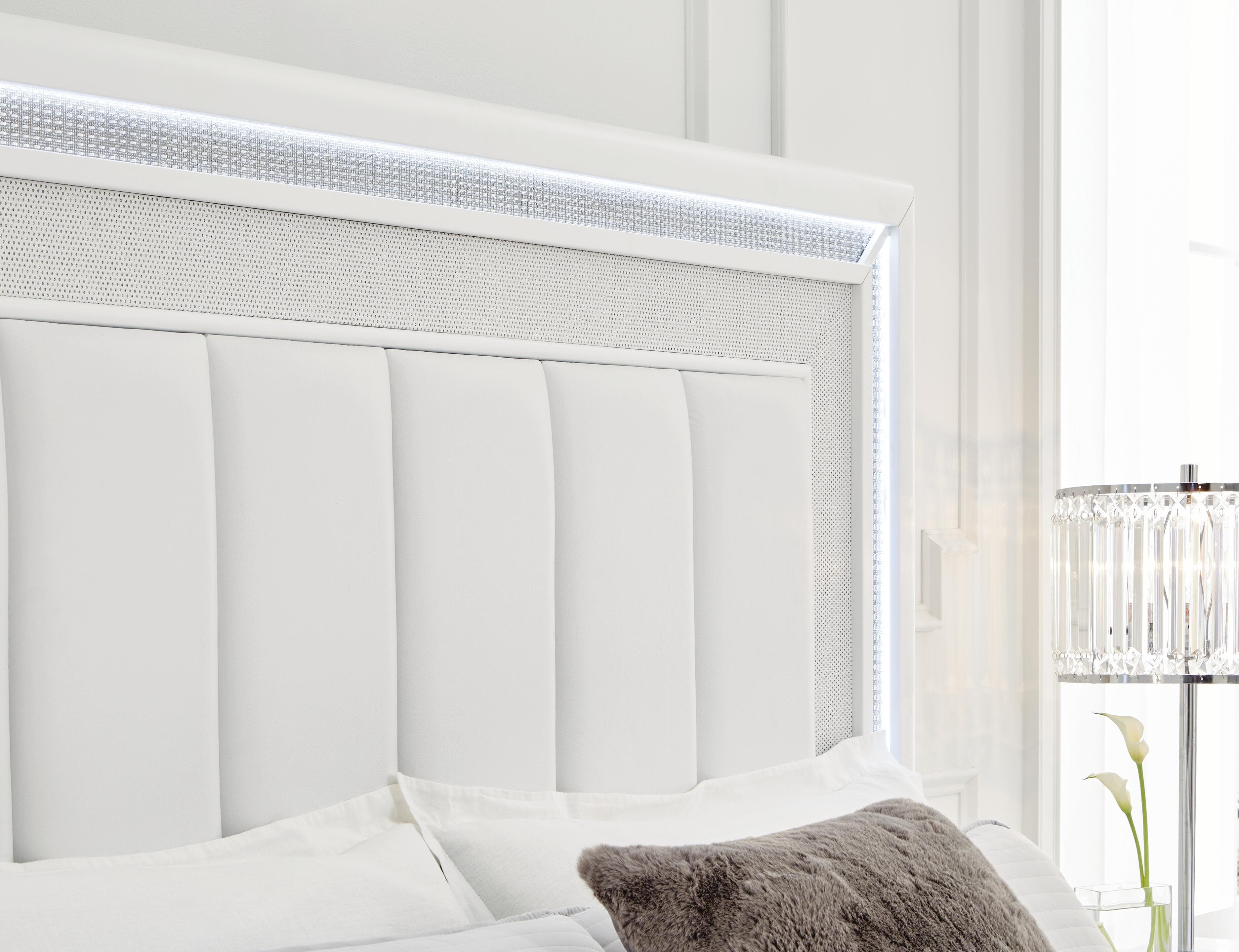 Chalanna California King Upholstered Storage Bed — White — view 8
