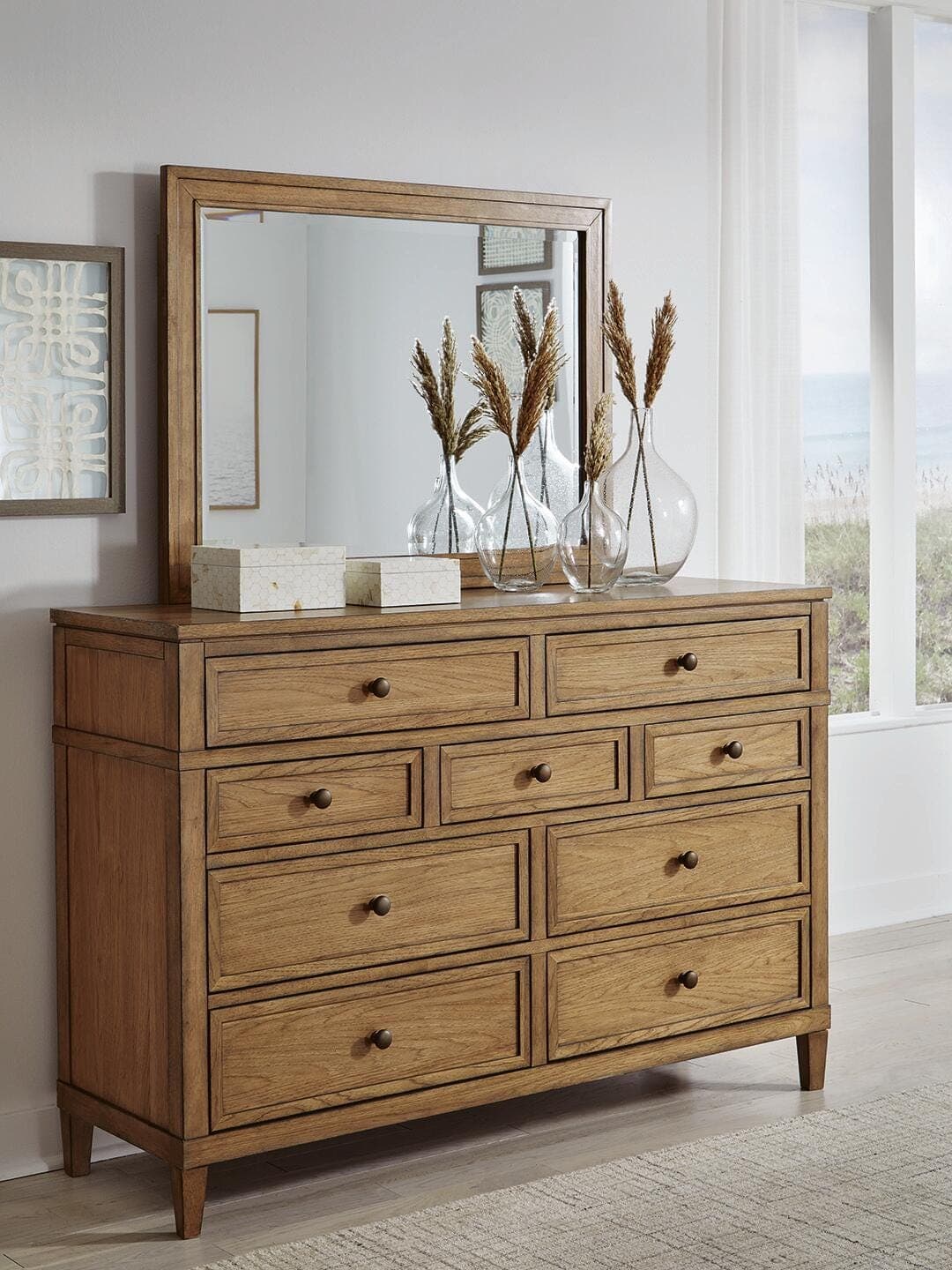 Sharlance Dresser and Mirror — Brown/Beige — view 2
