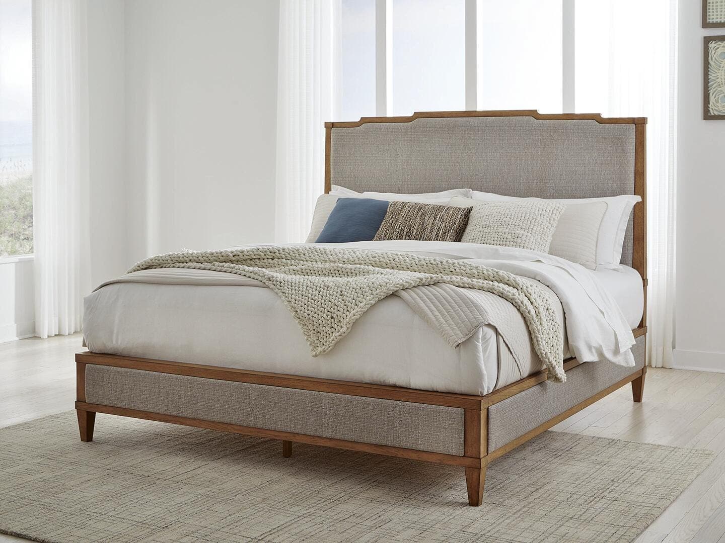 Sharlance California King Upholstered Panel Bed — Brown/Beige — view 2