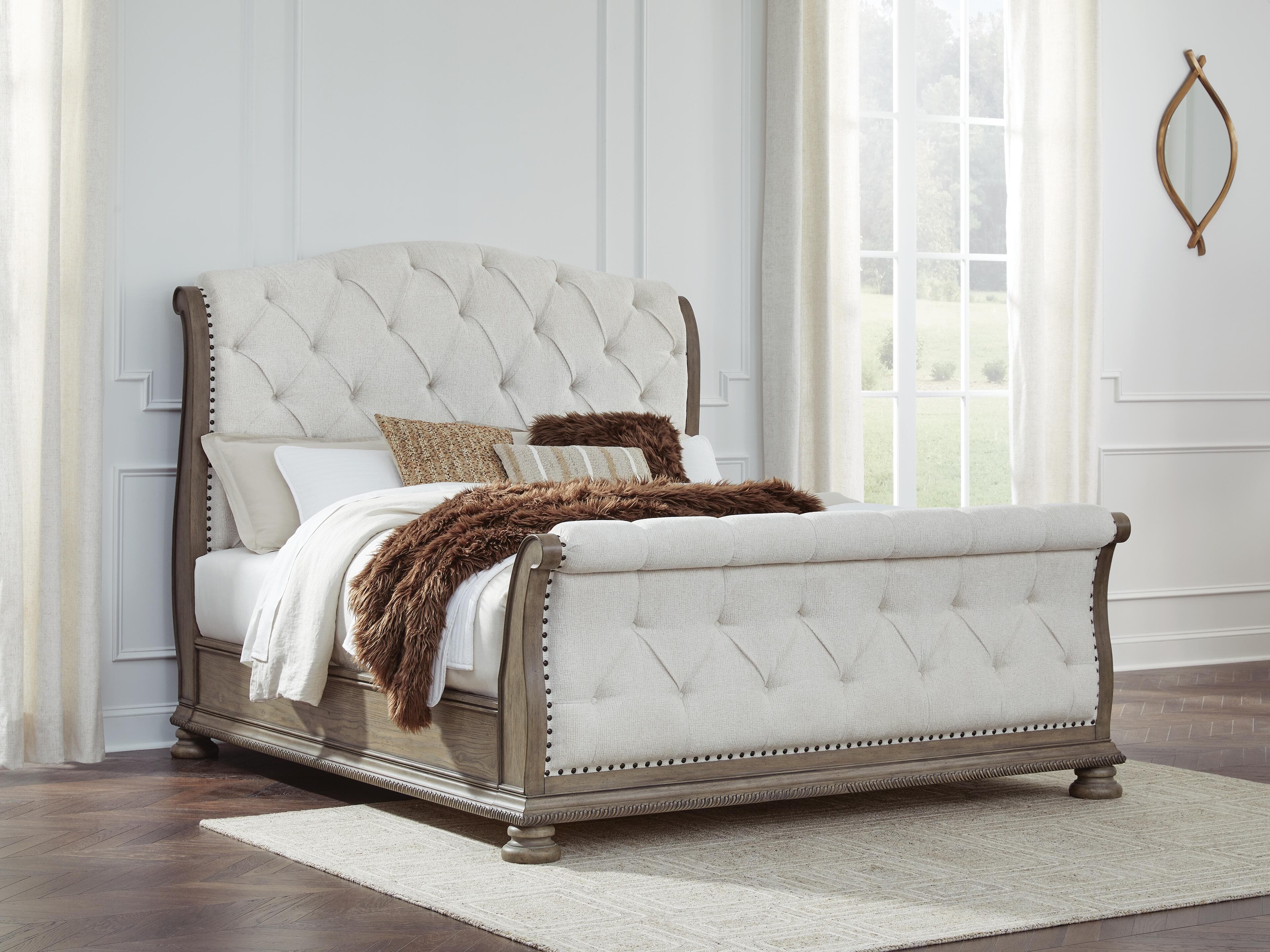 Ardenfield California King Upholstered Sleigh Bed — Brown/Beige — view 2
