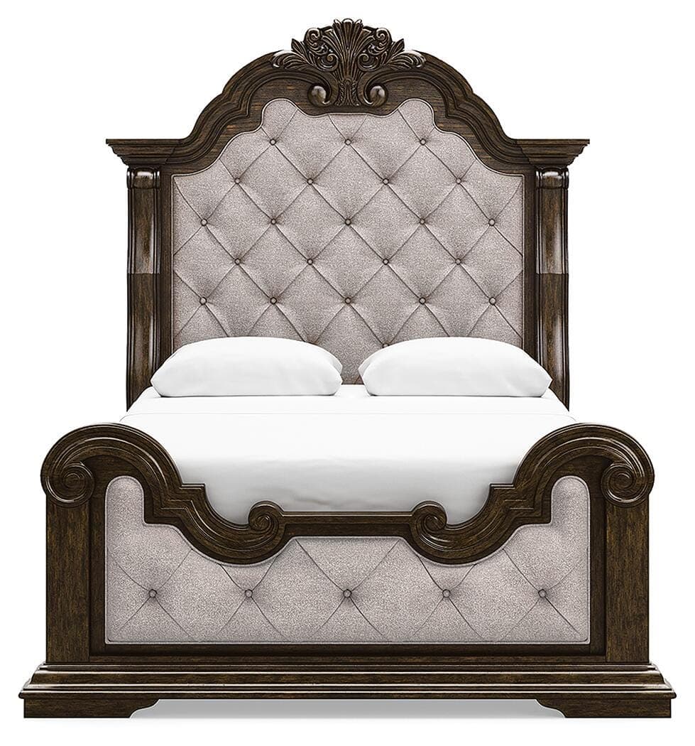 Maylee Queen Upholstered Bed — Brown/Beige — view 3