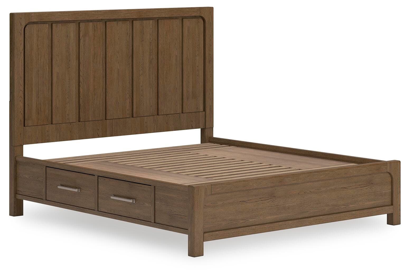 Cabalynn California King Panel Bed with Storage — Brown/Beige — view 3