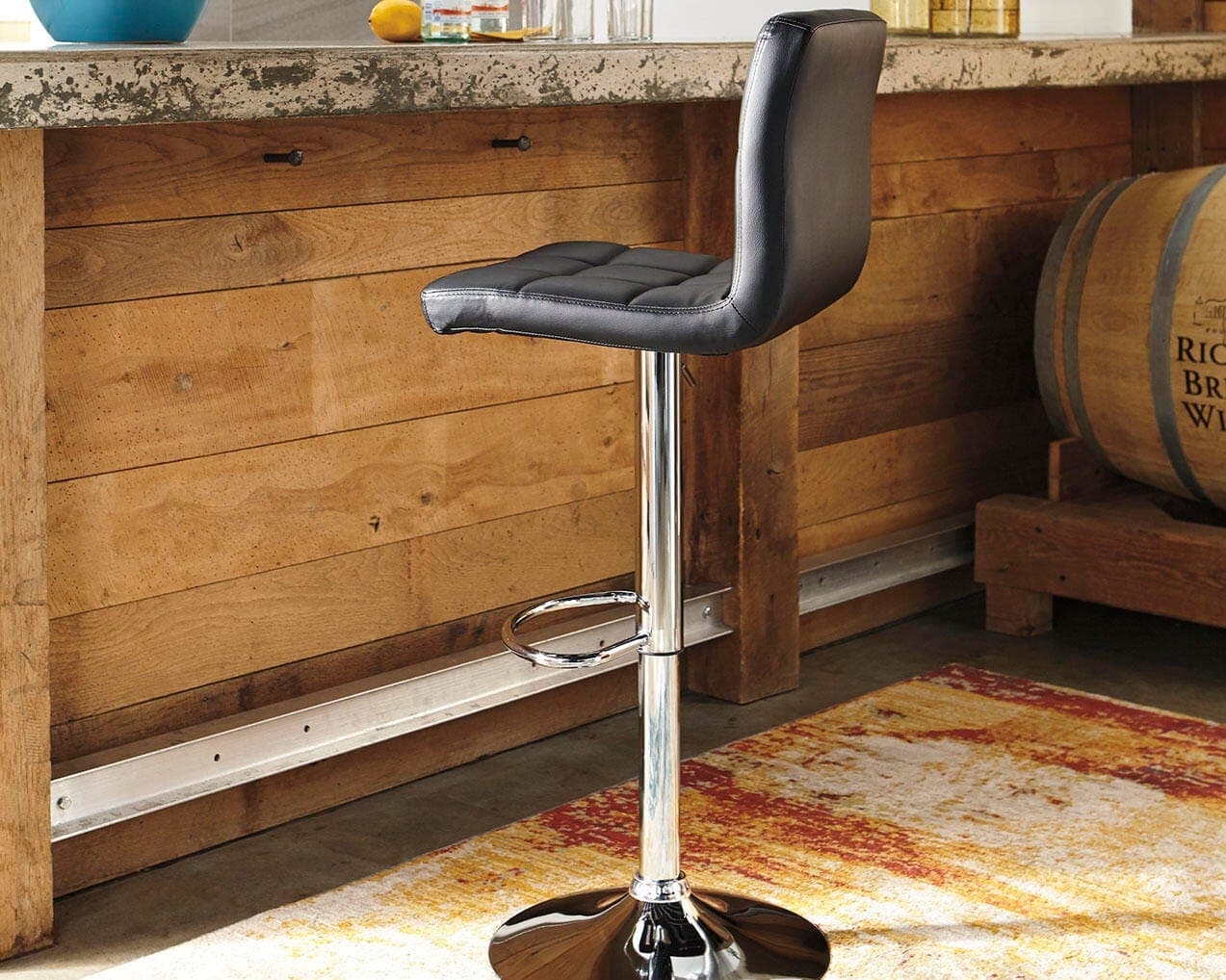 Bellatier Adjustable Height Bar Stool — Black/Gray — view 2
