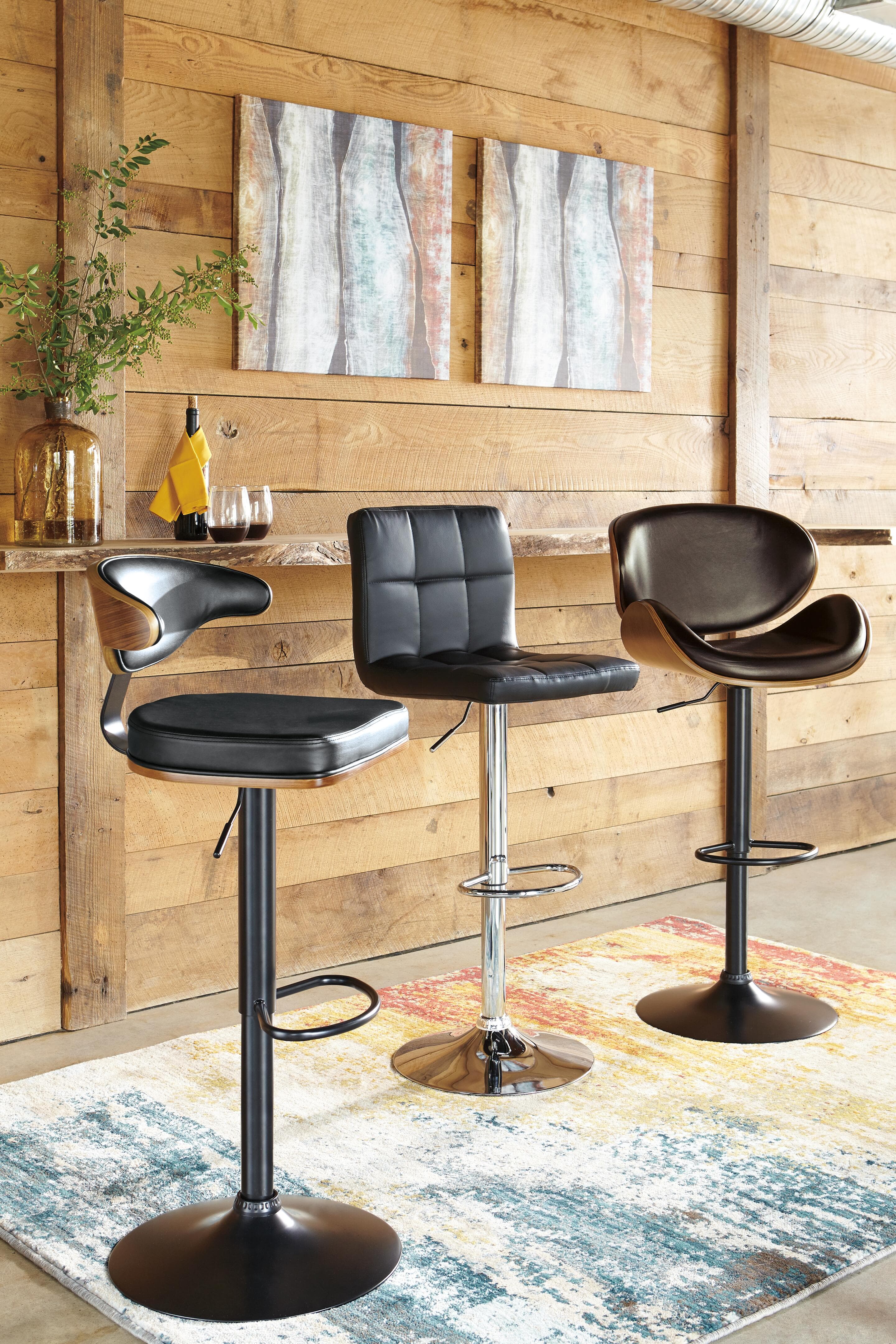 Bellatier Adjustable Height Bar Stool — Black/Gray — view 7