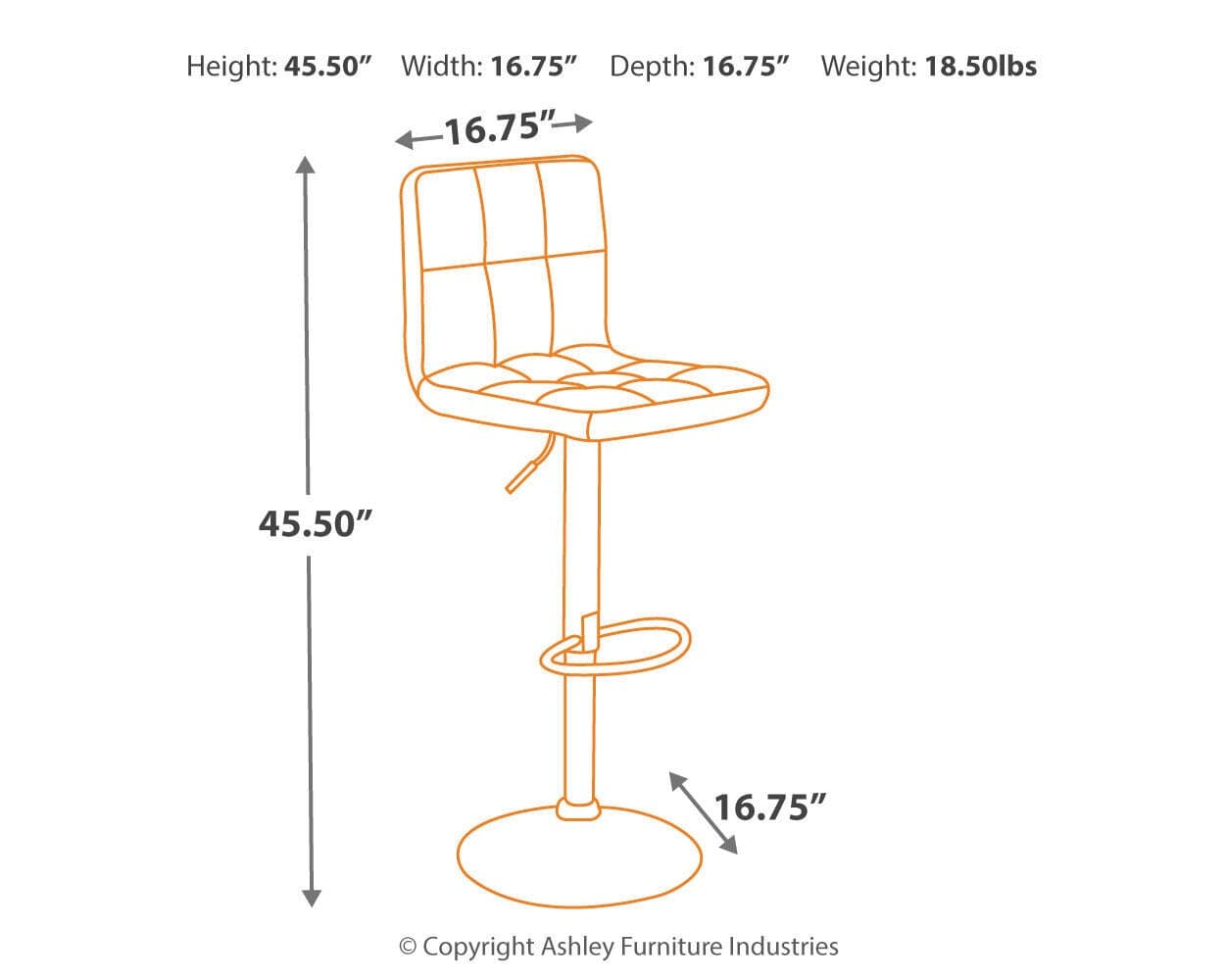 Bellatier Adjustable Height Bar Stool — Black/Gray — view 6