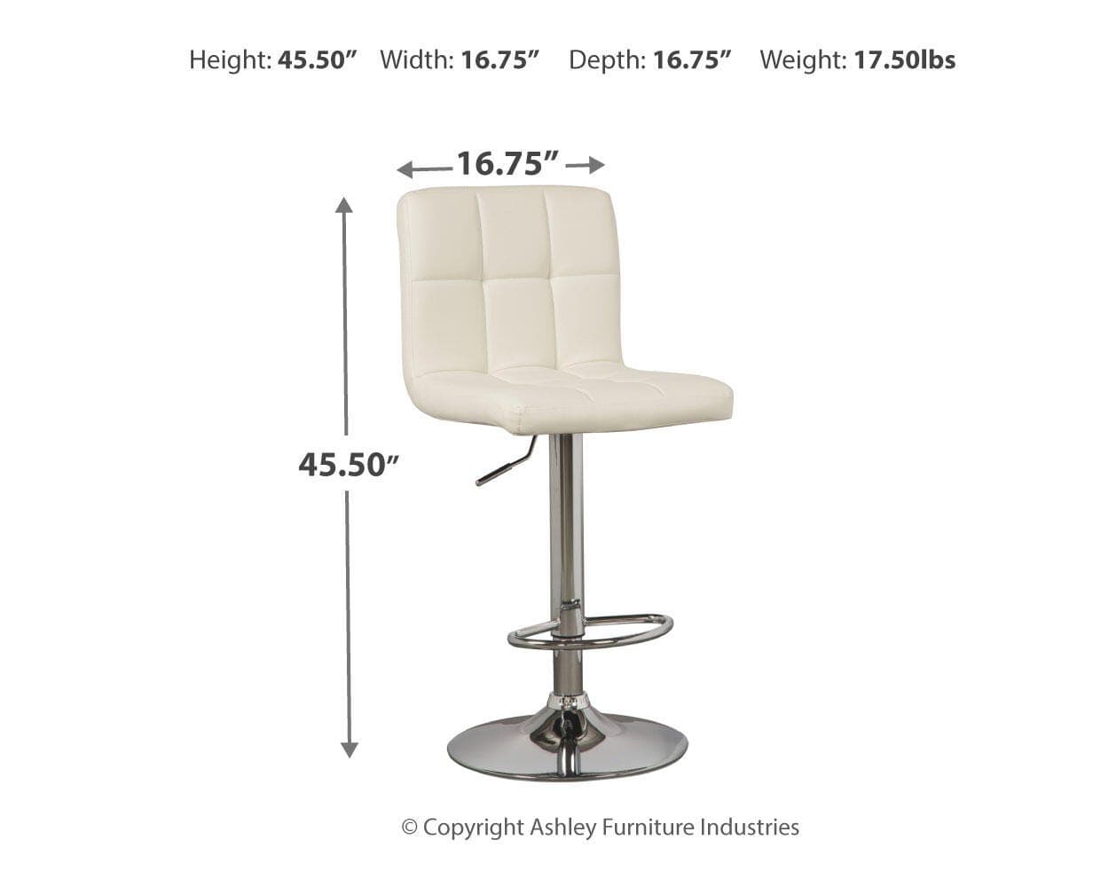 Bellatier Adjustable Height Bar Stool — White — view 5