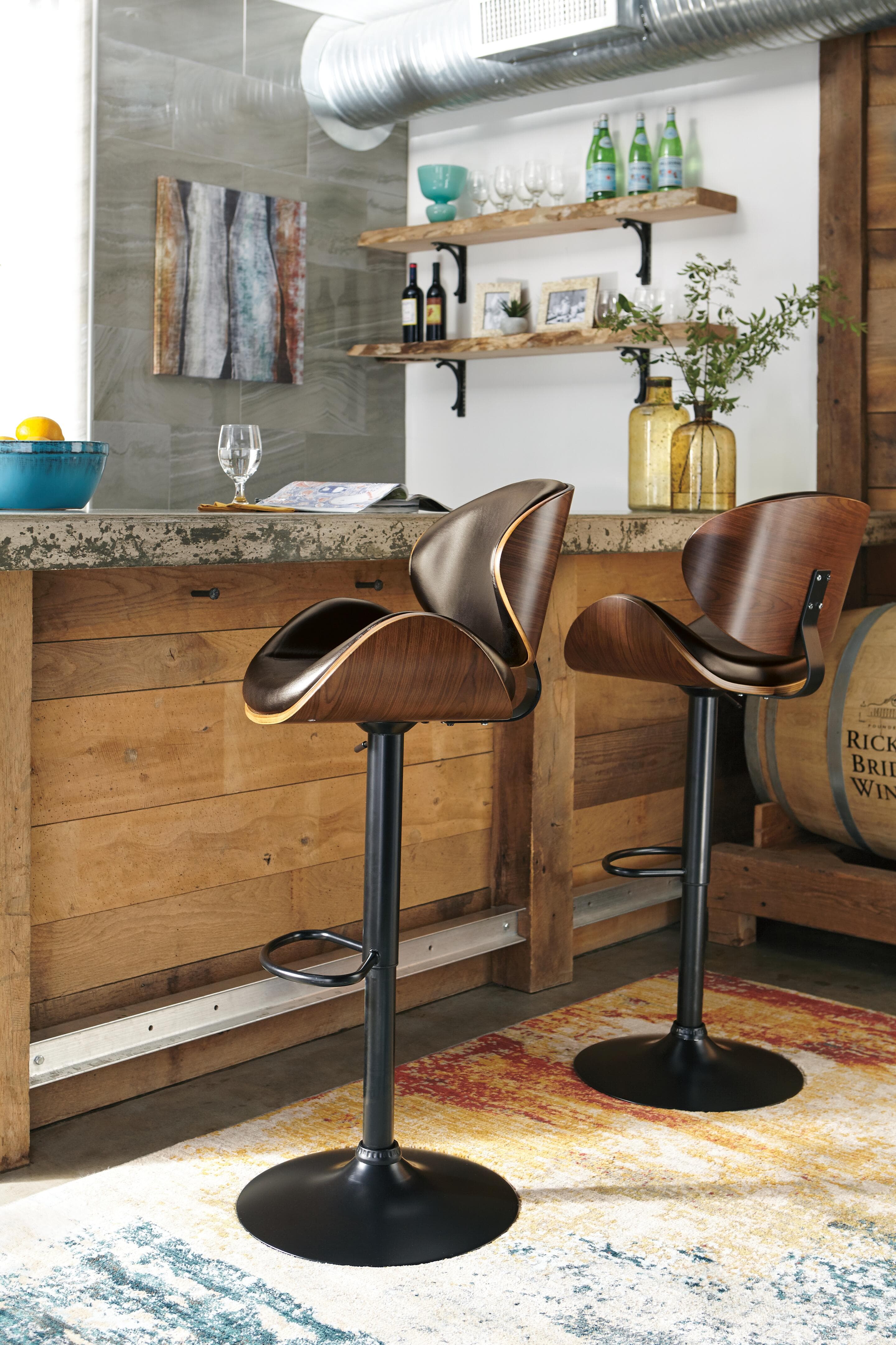 Bellatier Adjustable Height Bar Stool — Brown/Beige — view 5