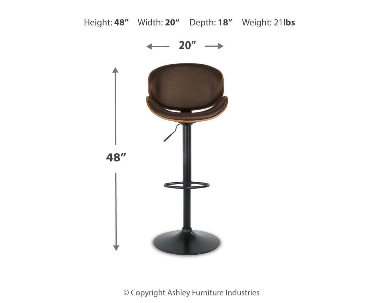 Bellatier Adjustable Height Bar Stool — Brown/Beige — view 4