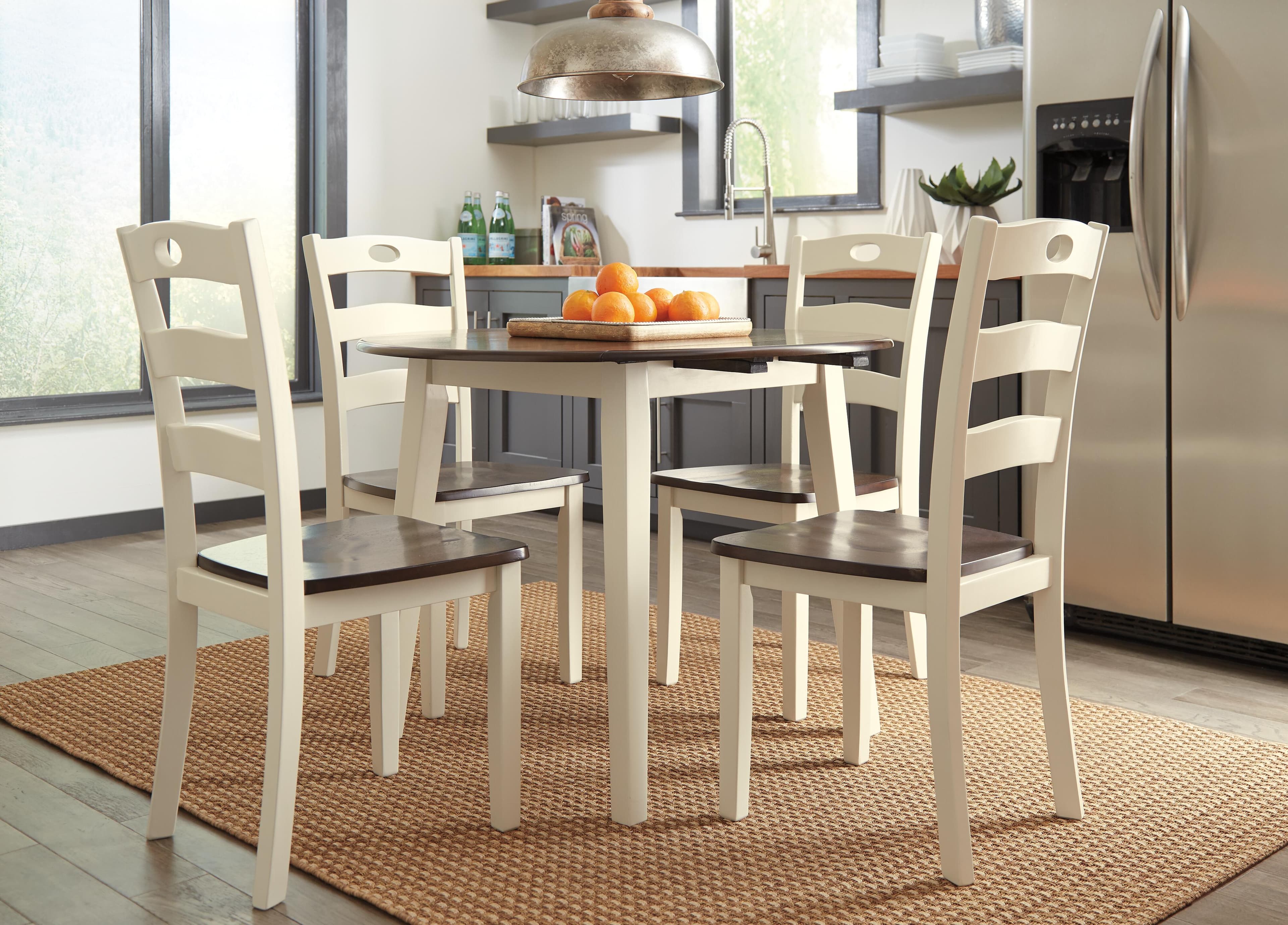 Woodanville Dining Drop Leaf Table — Brown/Beige & White — view 6