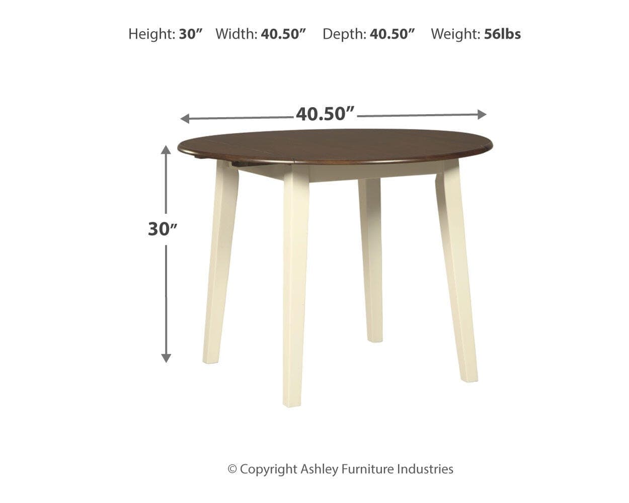 Woodanville Dining Drop Leaf Table — Brown/Beige & White — view 3